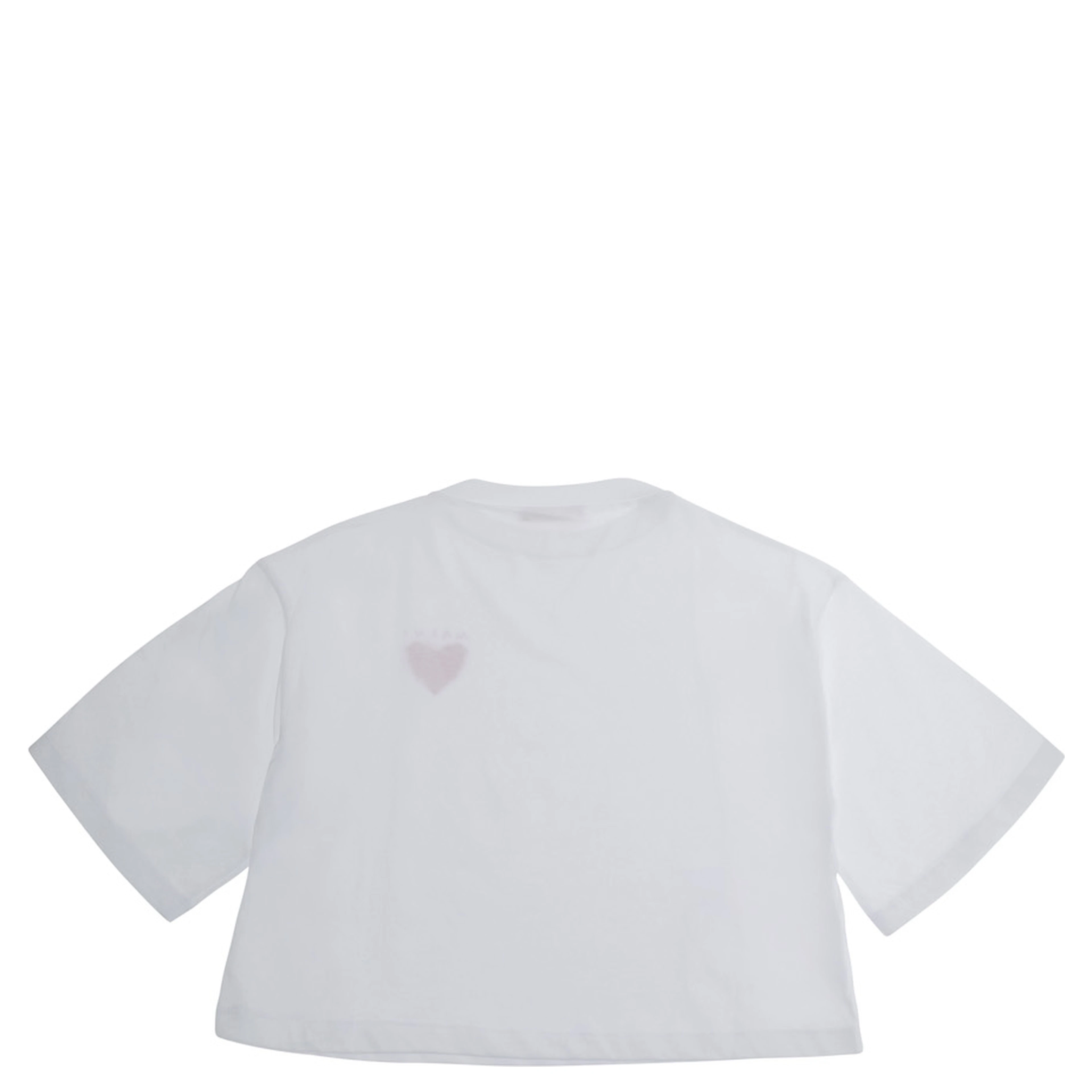 White Crew neck T-shirt with logo on the front in cotton Girl