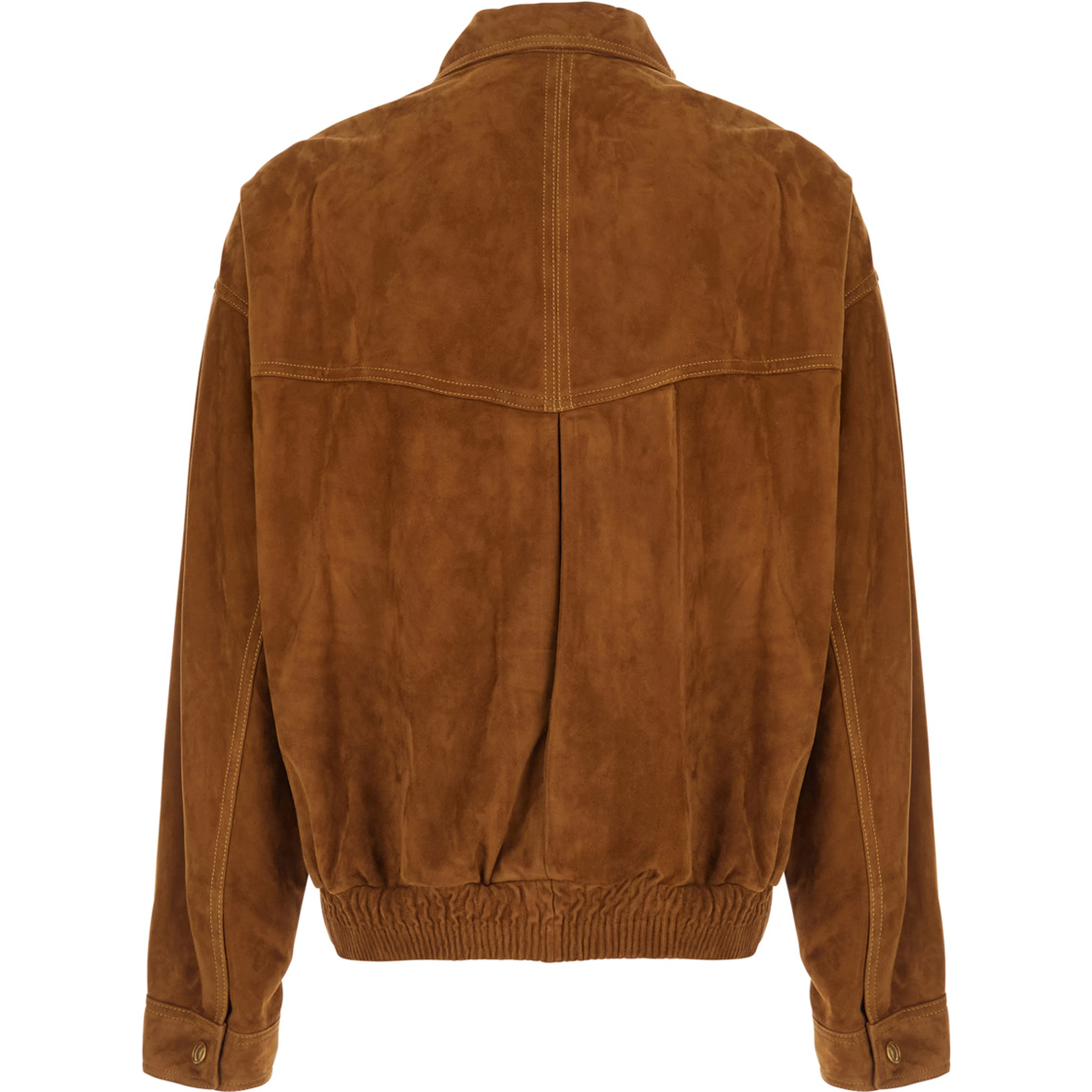 Beige Jacket with classic collar and logoed jewel buttons in Suede for Men