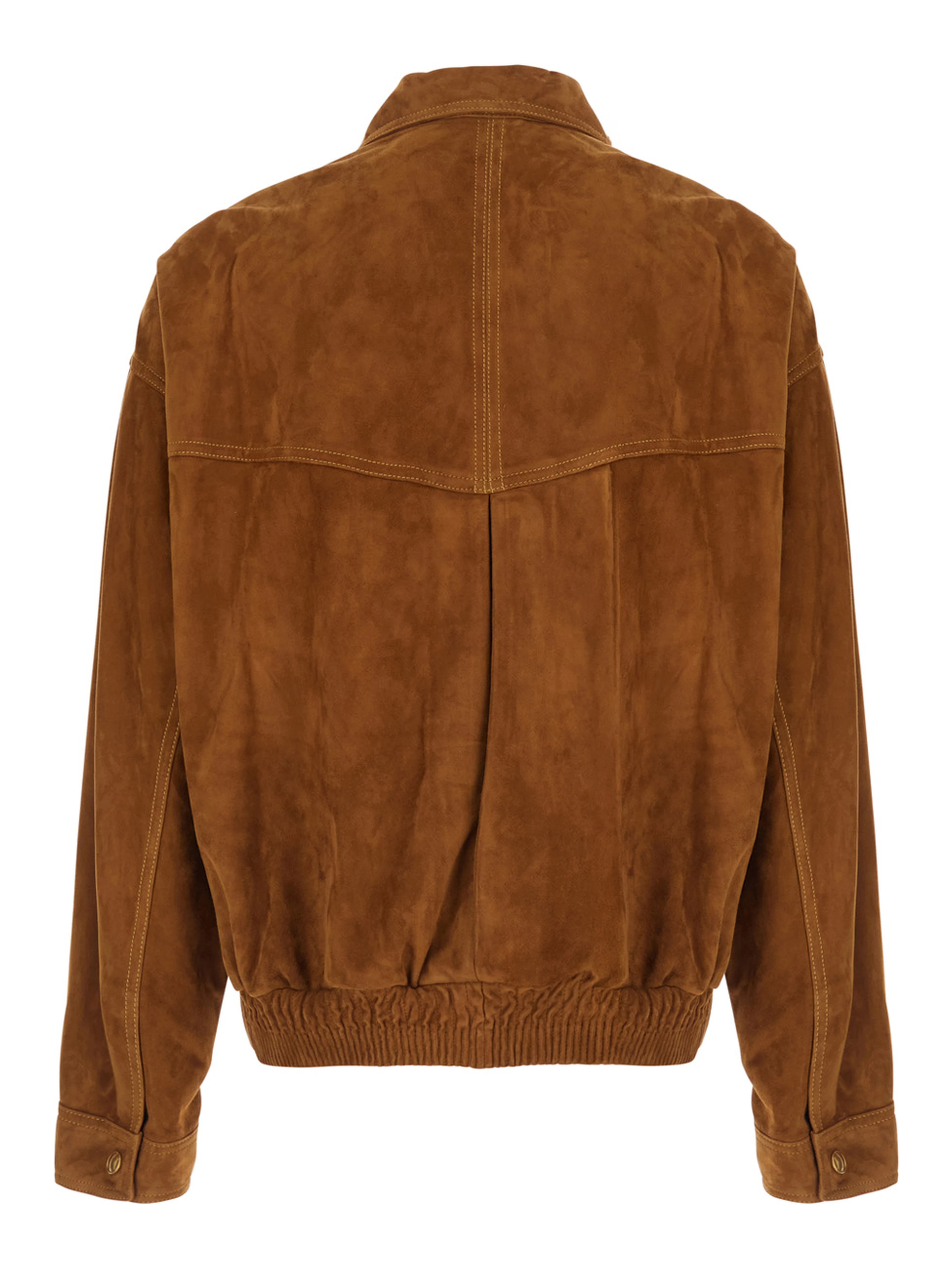 Beige Jacket with classic collar and logoed jewel buttons in Suede for Men