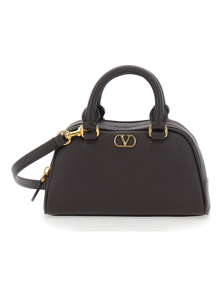 Brown Mini bag with VLOGO metal on the front in leather for women