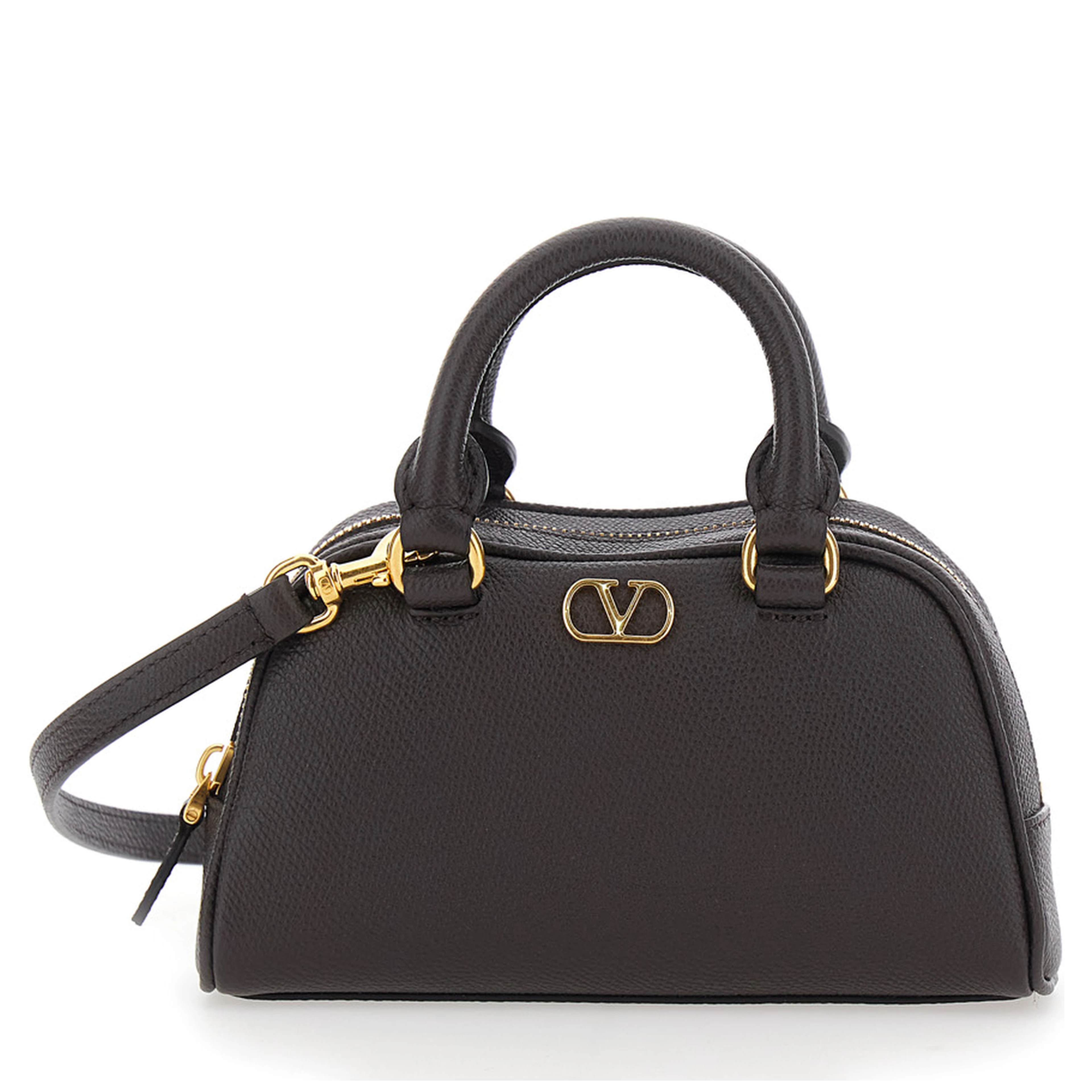 Brown Mini bag with VLOGO metal on the front in leather for women