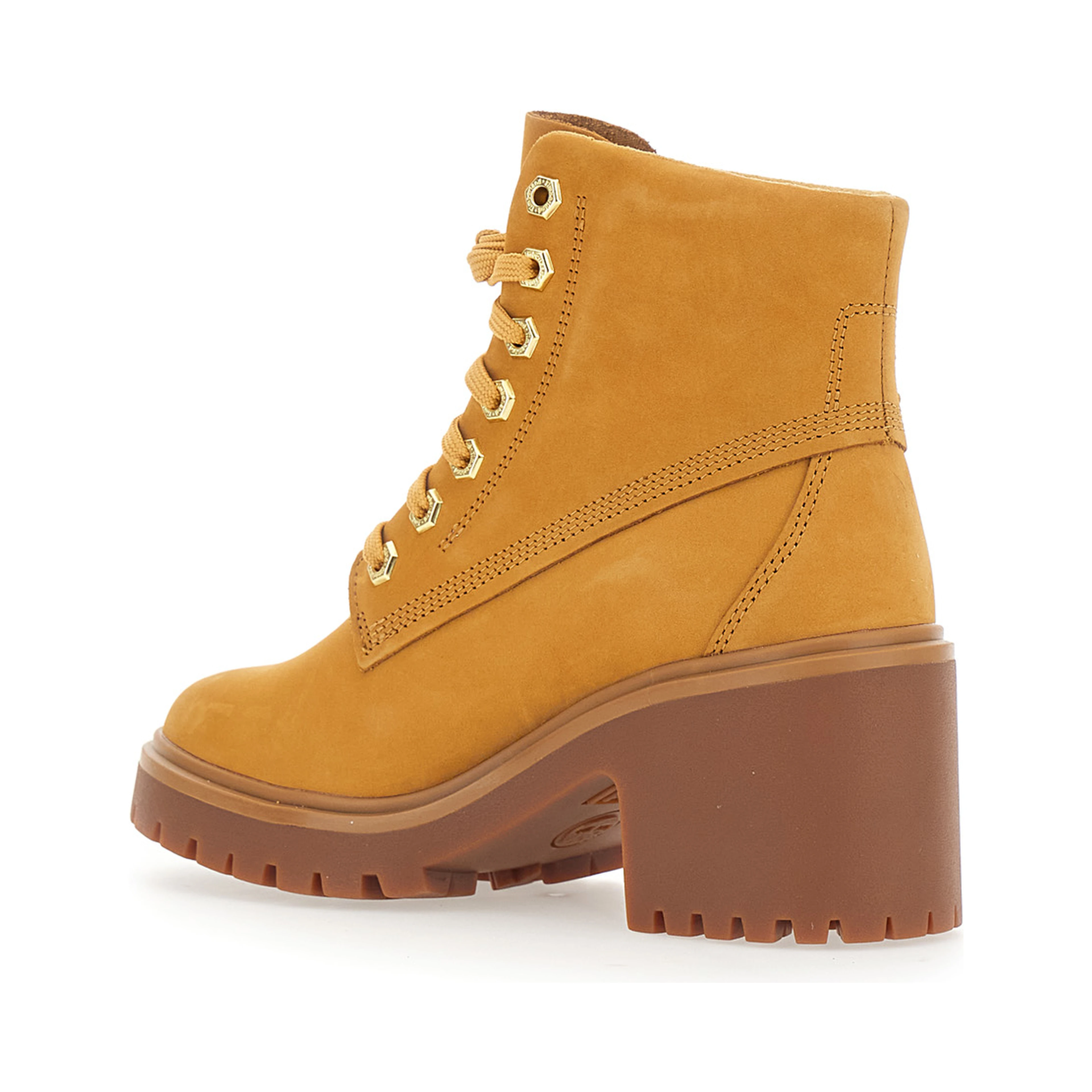 Stone Heights Yellow Ankle Boots with laces on the front and square heel in leather for women