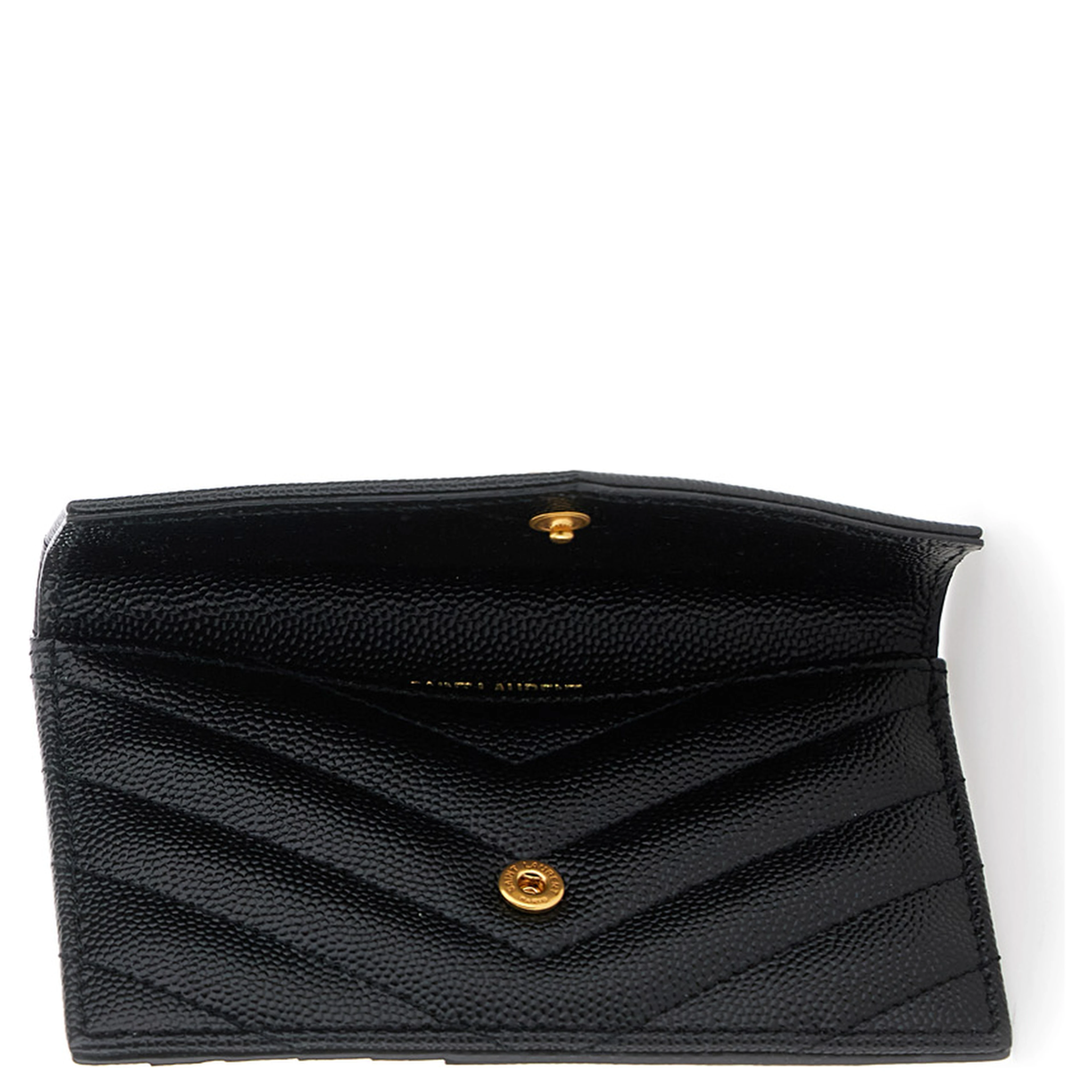 Cassandre Black Zip Card Case with Flap in Embossed Leather Woman