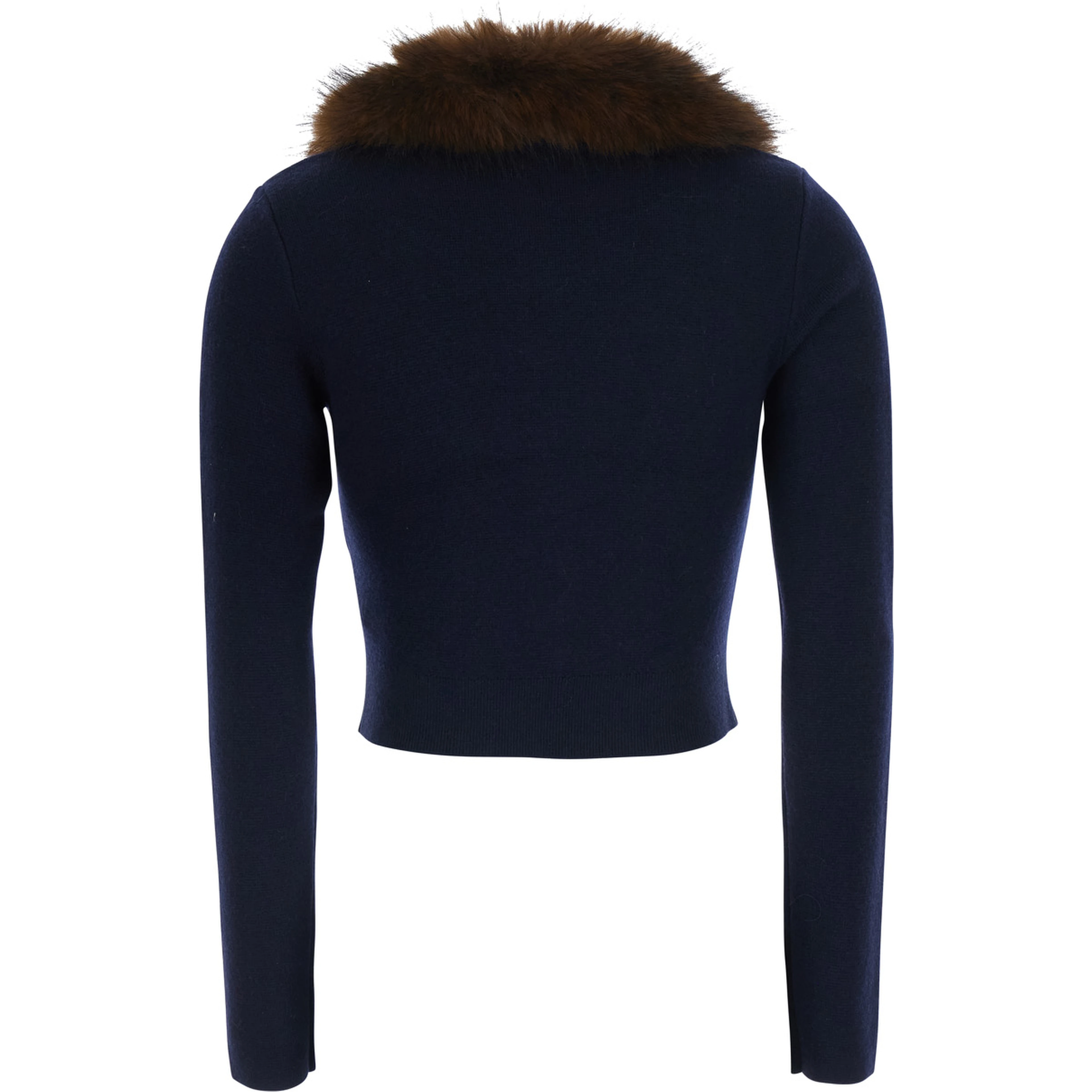 Cardigan in knit with synthetic fur and long sleeves in blue for women
