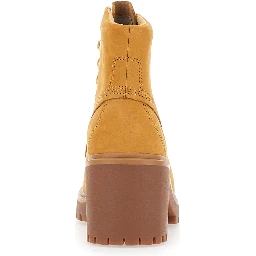Stone Heights Yellow Ankle Boots with laces on the front and square heel in leather for women