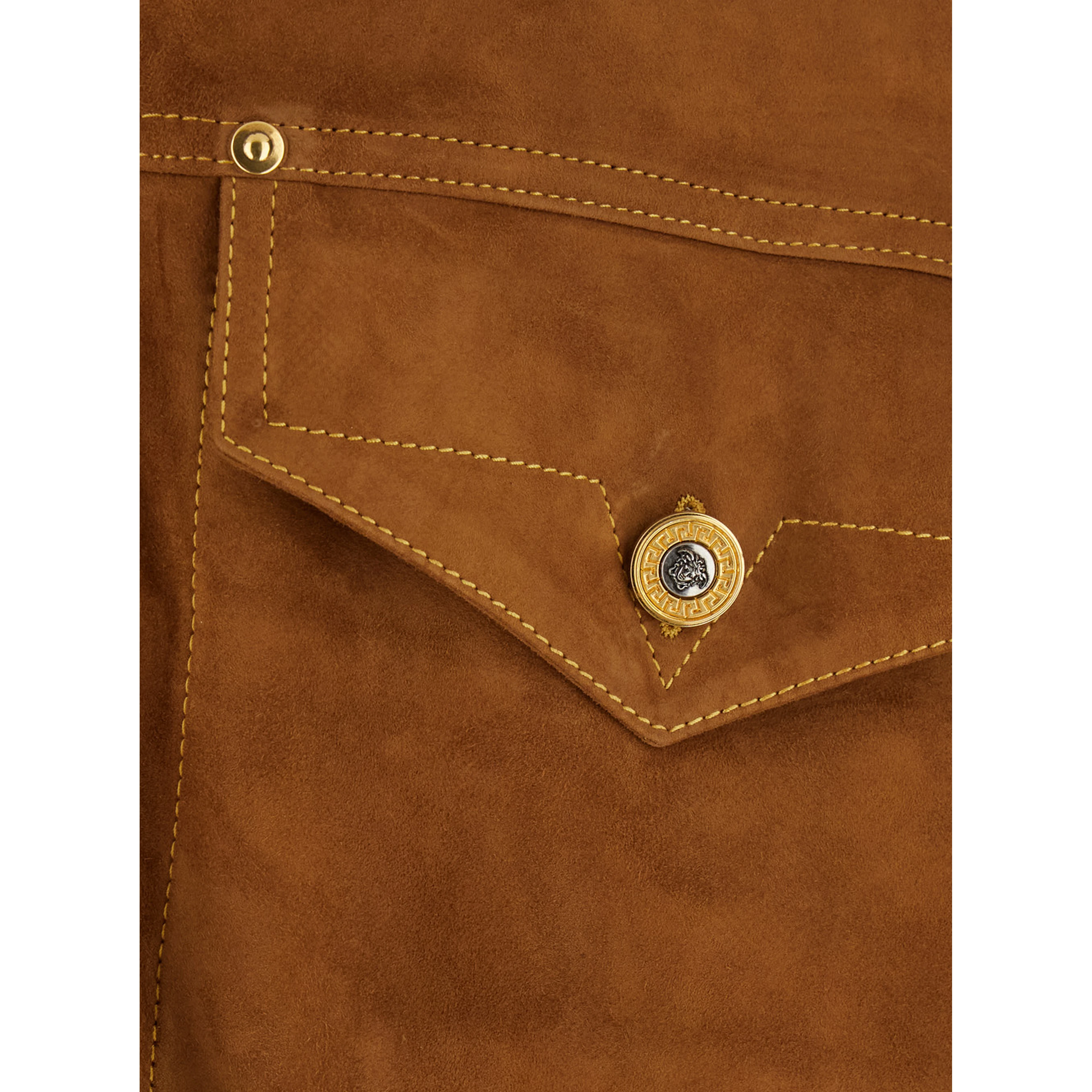 Beige Jacket with classic collar and logoed jewel buttons in Suede for Men
