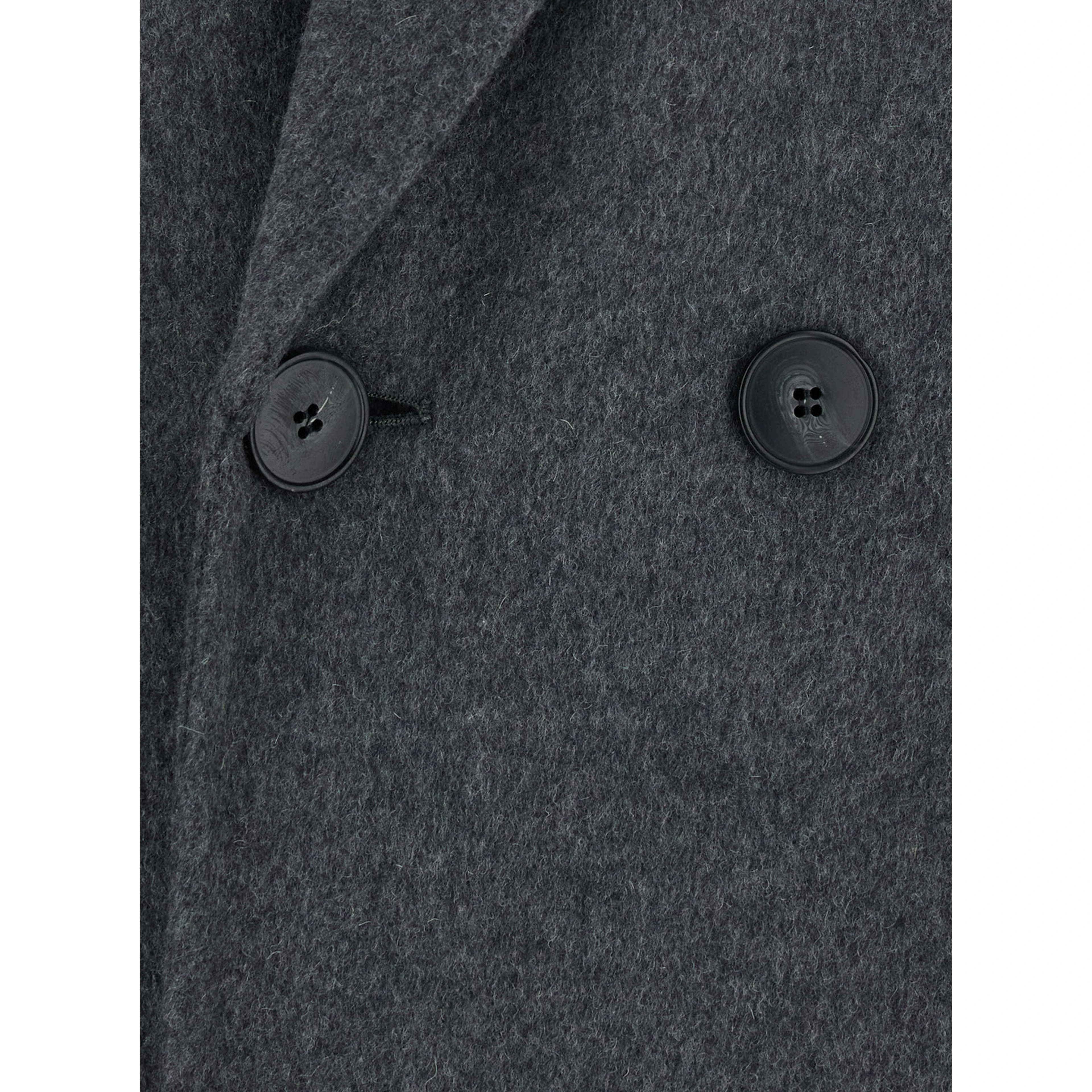 Grey Coat with wide notched revers and belt on the back in wool and cashmere for women
