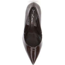 Brown Pumps with High Stiletto Heel in Patent Leather for Women