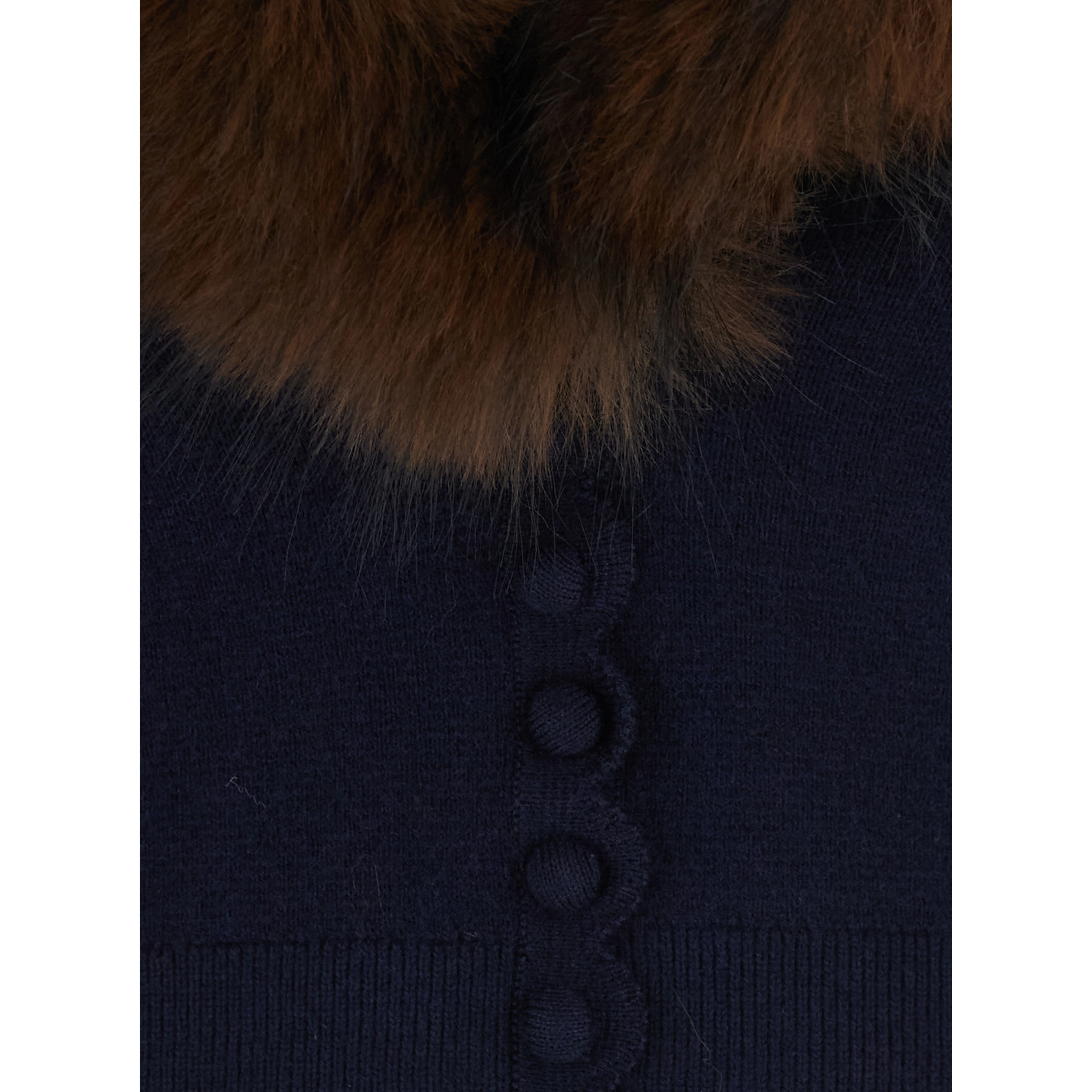 Cardigan in knit with synthetic fur and long sleeves in blue for women
