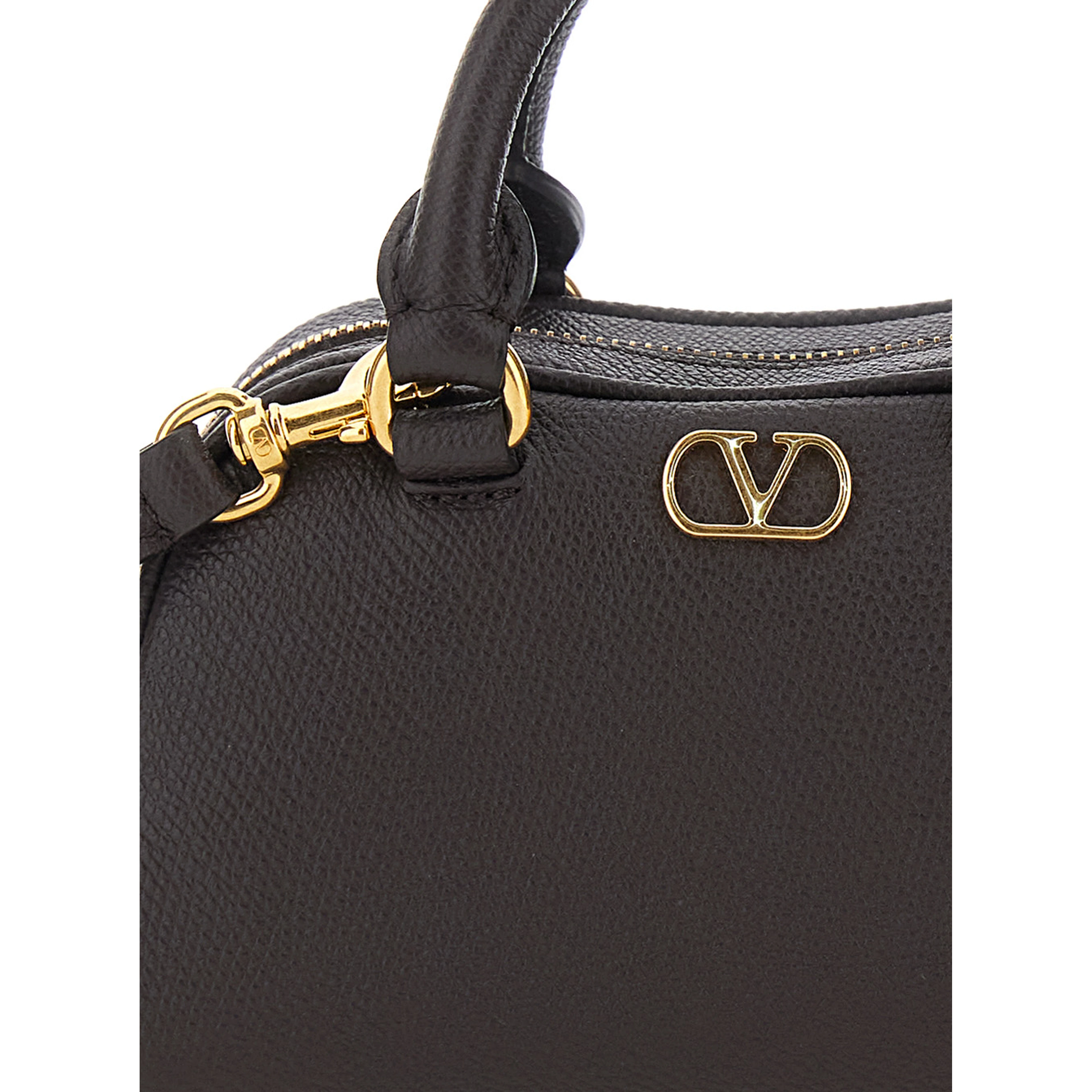 Brown Mini bag with VLOGO metal on the front in leather for women
