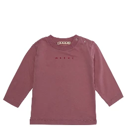 Pink Long Sleeve T-shirt with Logo on Front in cotton Baby