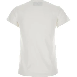 White Crew Neck T-Shirt with Maxi Logo Lettering on the Front in Cotton for Women