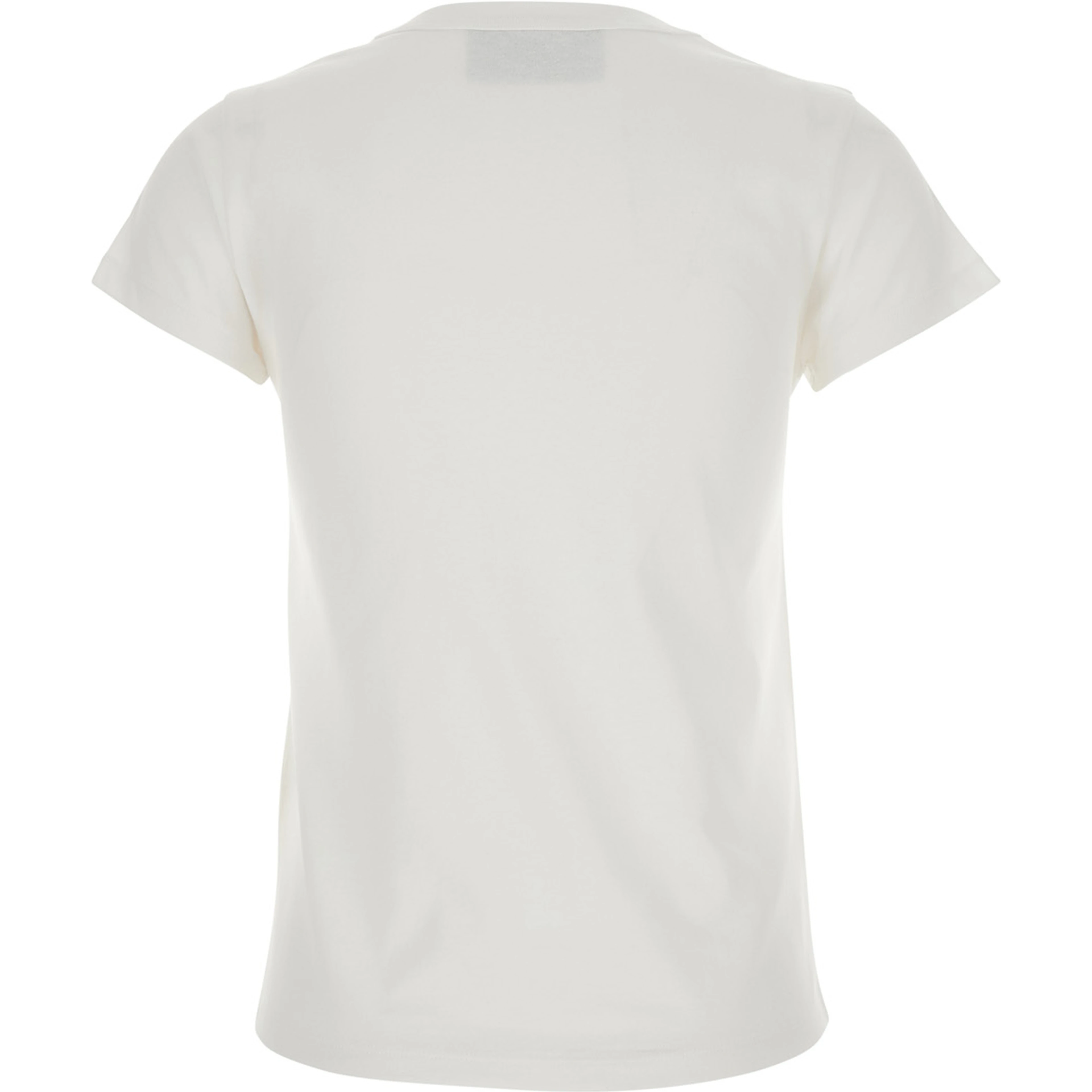 White Crew Neck T-Shirt with Maxi Logo Lettering on the Front in Cotton for Women