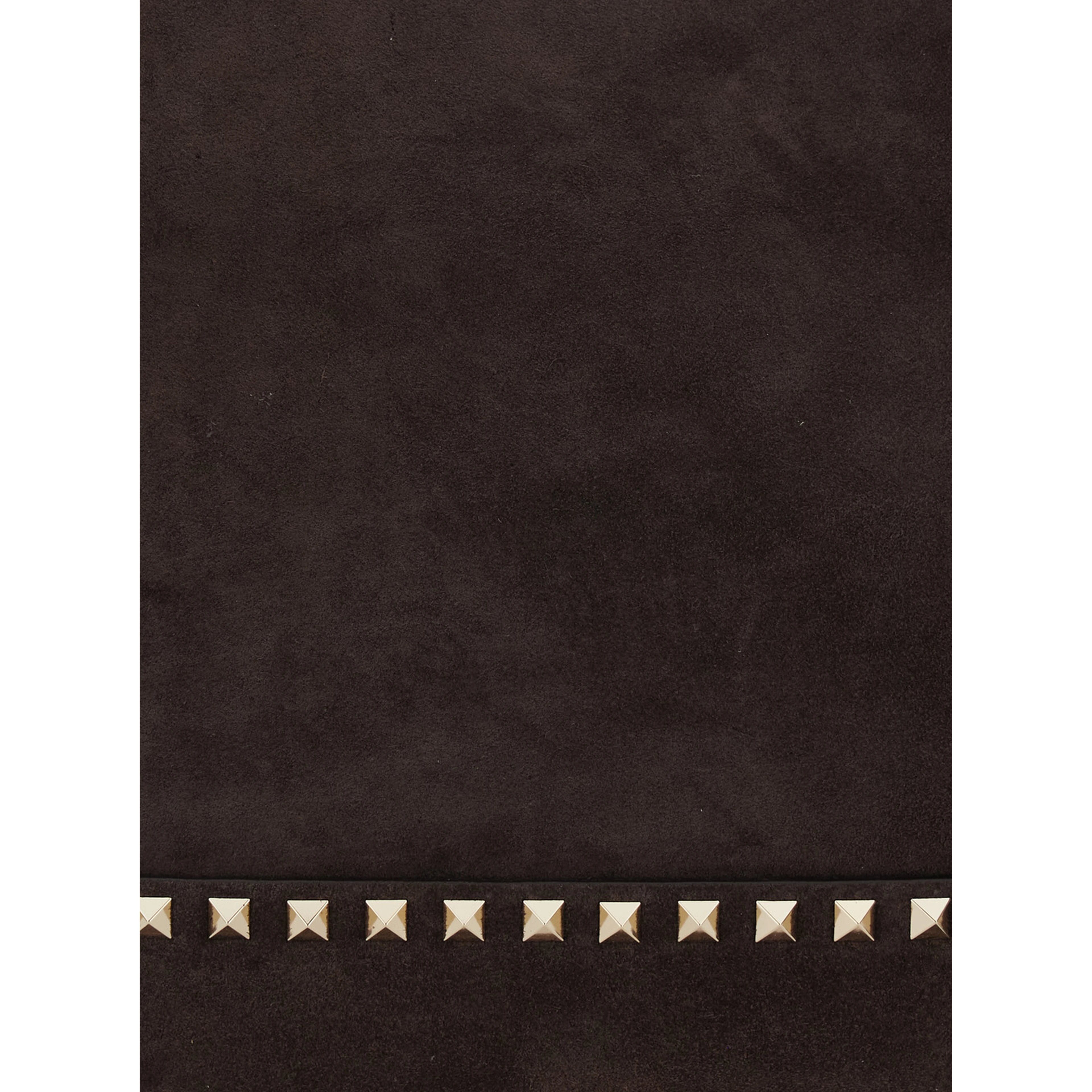 Brown Medium Tote Bag with Shoulder Strap and Rockstud in Suede for Women