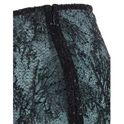 Camilla Black Skirt with side zip closure and all-over lace embroidery in tech fabric for women