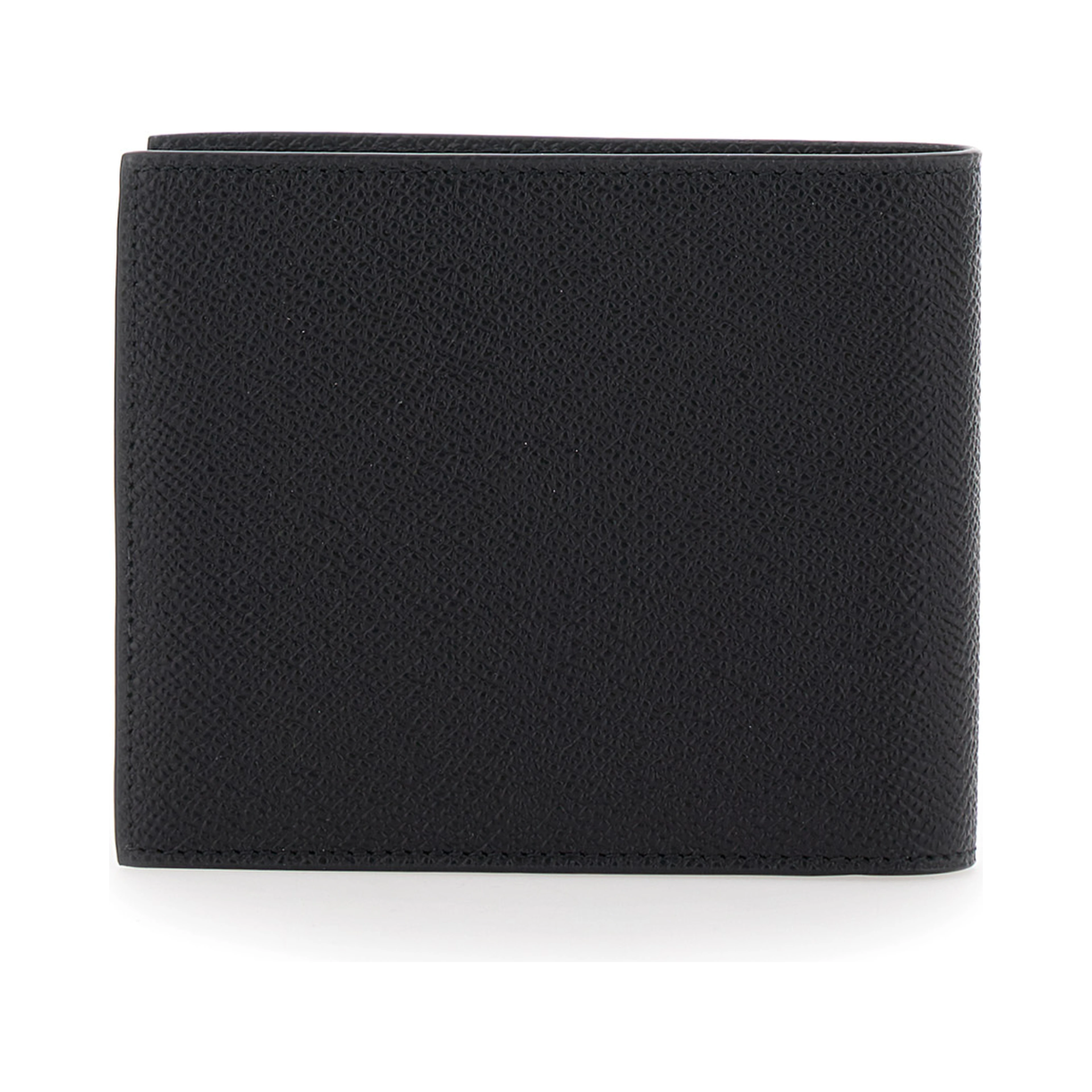 Bi-Fold Wallet Micro Gancini with Grained Leather Logo Black Men