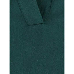 Green Shirt with wide collar and V-neck in silk for women