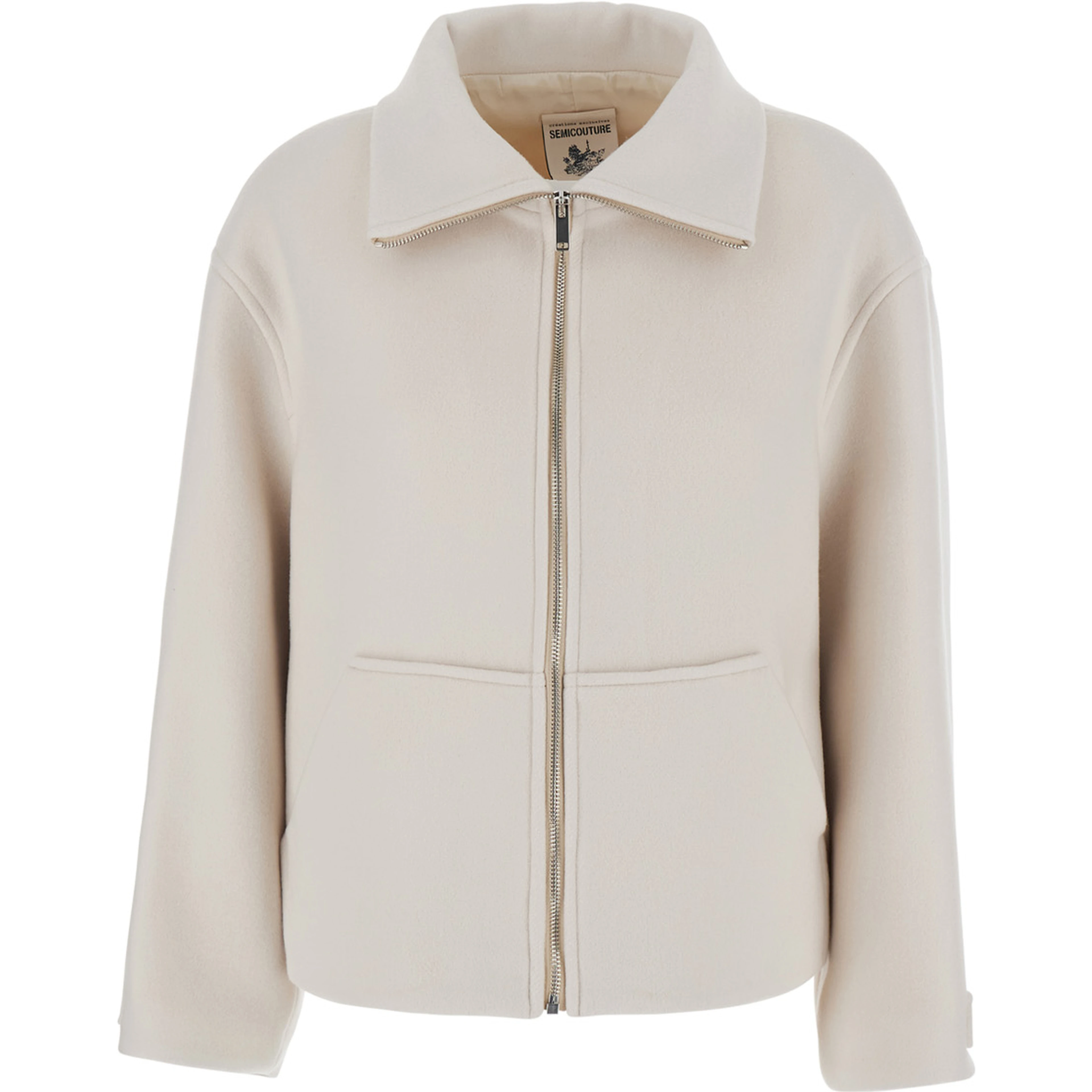 Jeanie White Jacket with classic collar and buttoned cuffs in wool for women