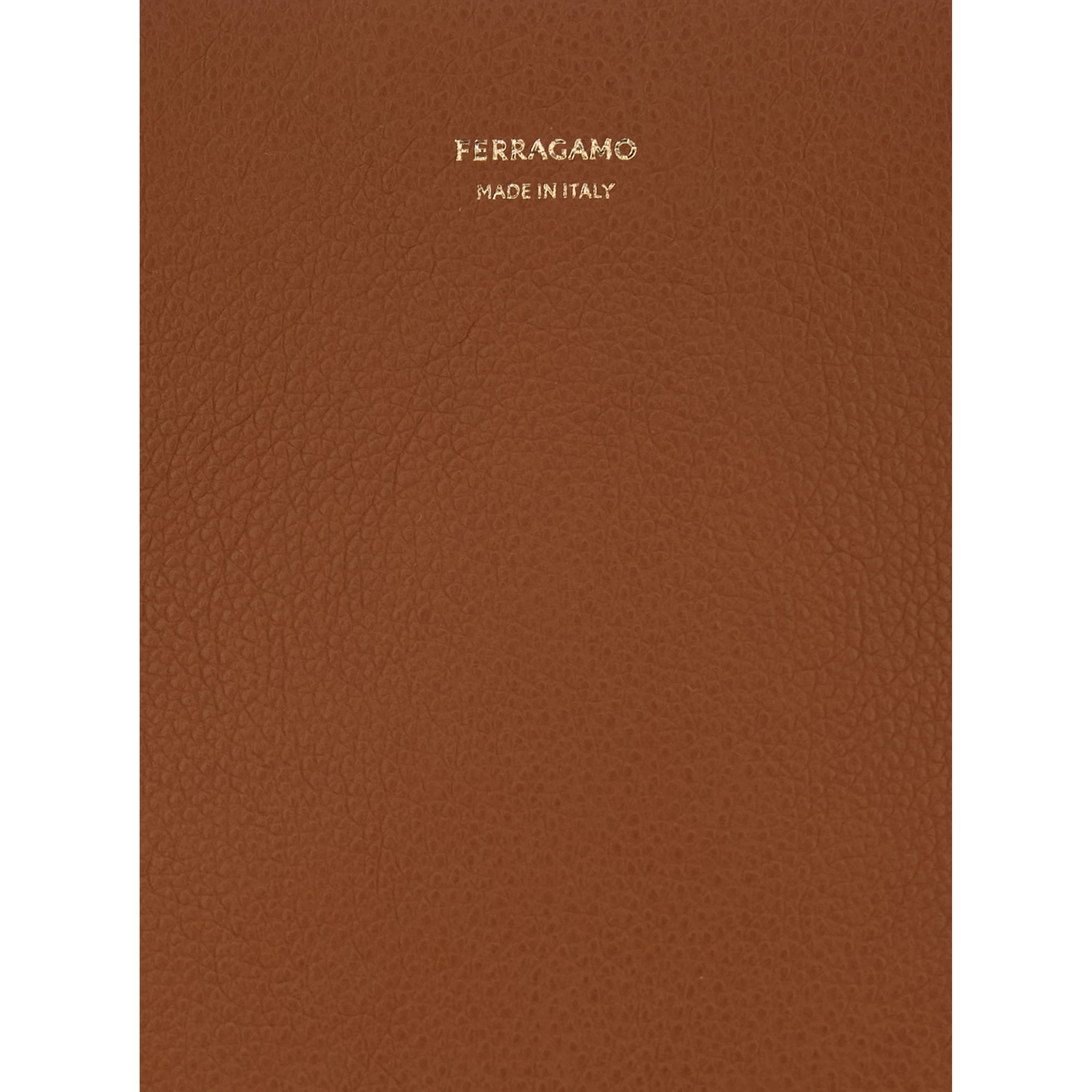 Tote bag with Folded Sides and logo lettering on the Front in Brown Leather for Women