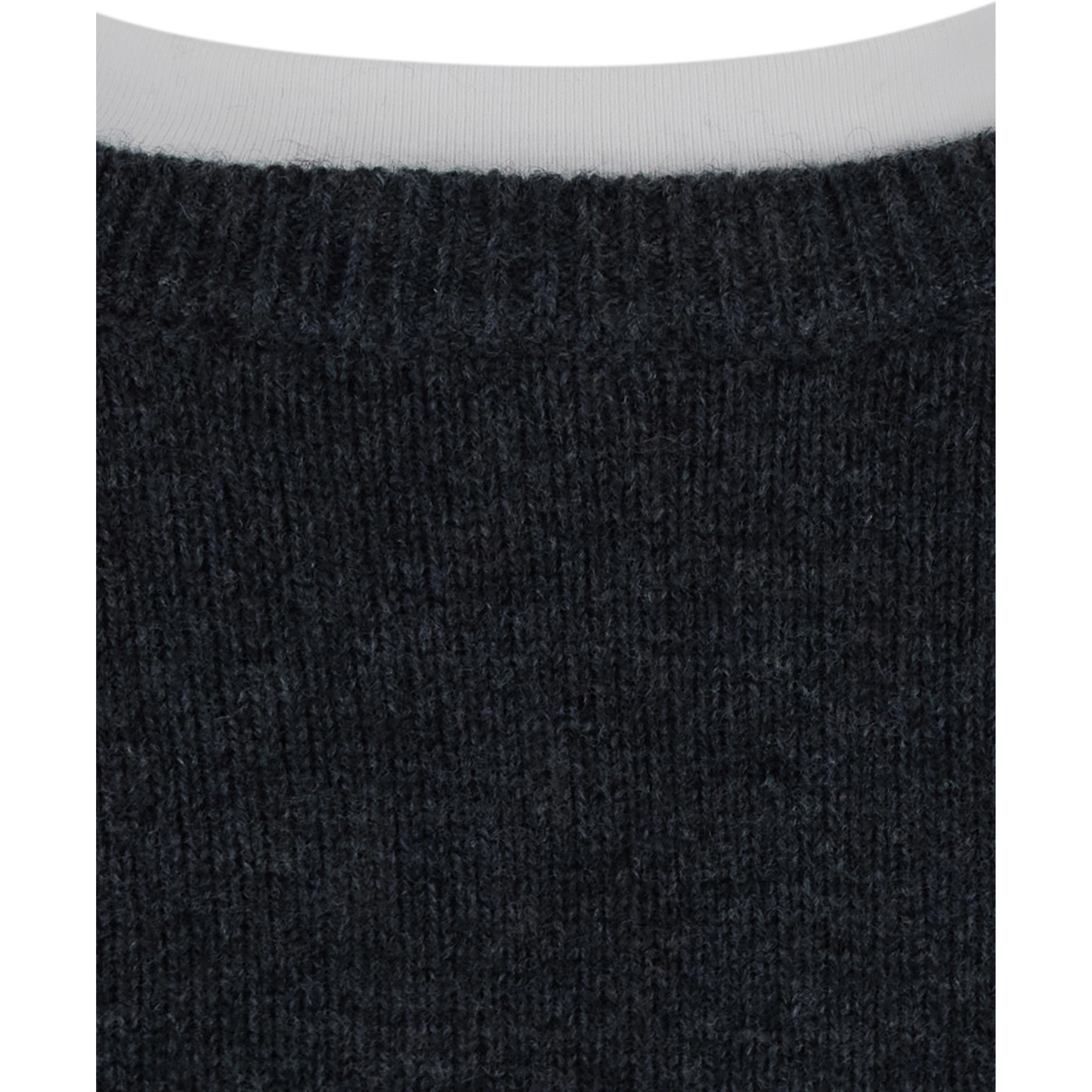 Aida Gray short sweater with contrasting round neck in wool and cashmere for women
