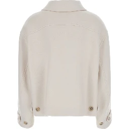 Jeanie White Jacket with classic collar and buttoned cuffs in wool for women