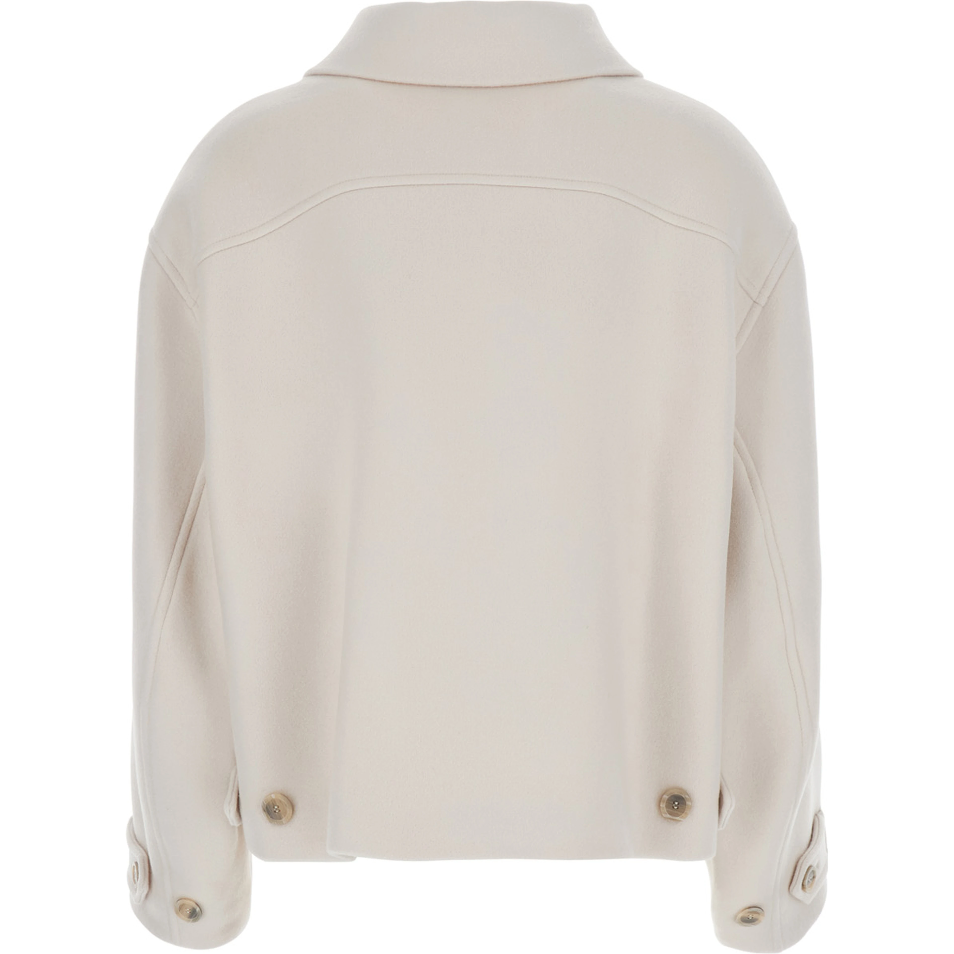 Jeanie White Jacket with classic collar and buttoned cuffs in wool for women