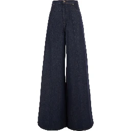 Quatto Blue High-Waisted Jeans with Wide Leg in Denim for Women