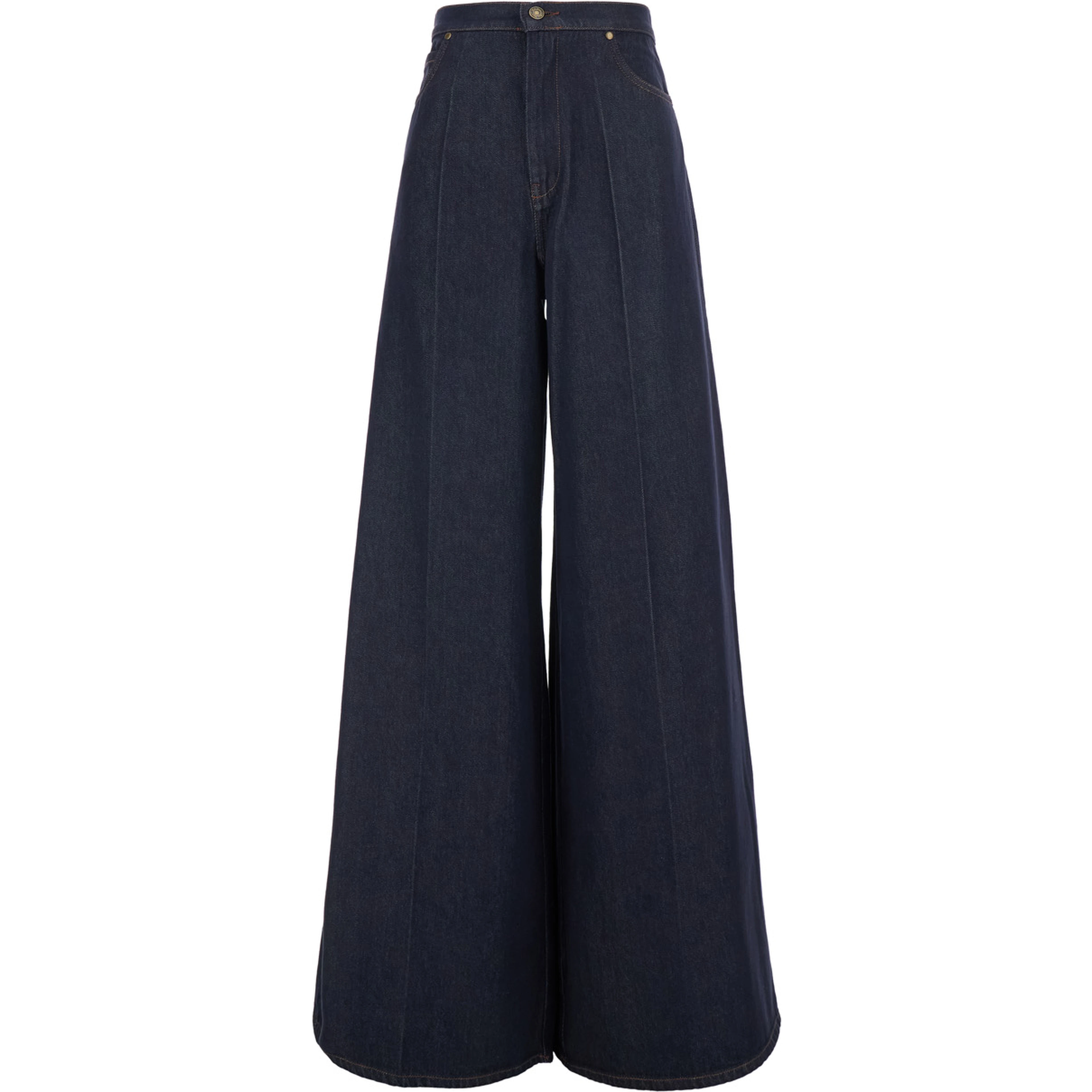 Quatto Blue High-Waisted Jeans with Wide Leg in Denim for Women