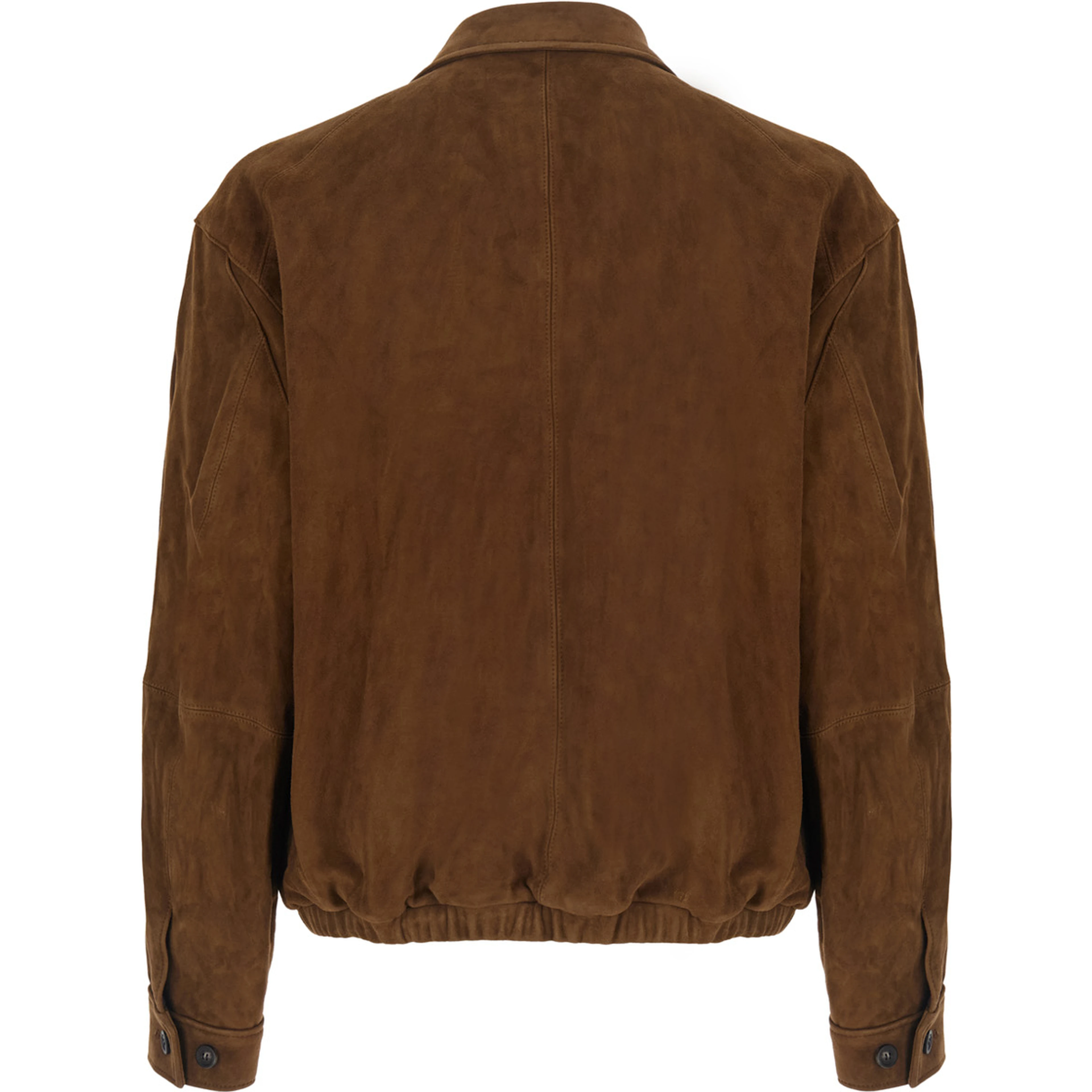 GOAT SKIN SWINGTOP PLEATED WASHED JUMPER with a pleated design and brown goat leather for men