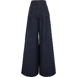 Quatto Blue High-Waisted Jeans with Wide Leg in Denim for Women