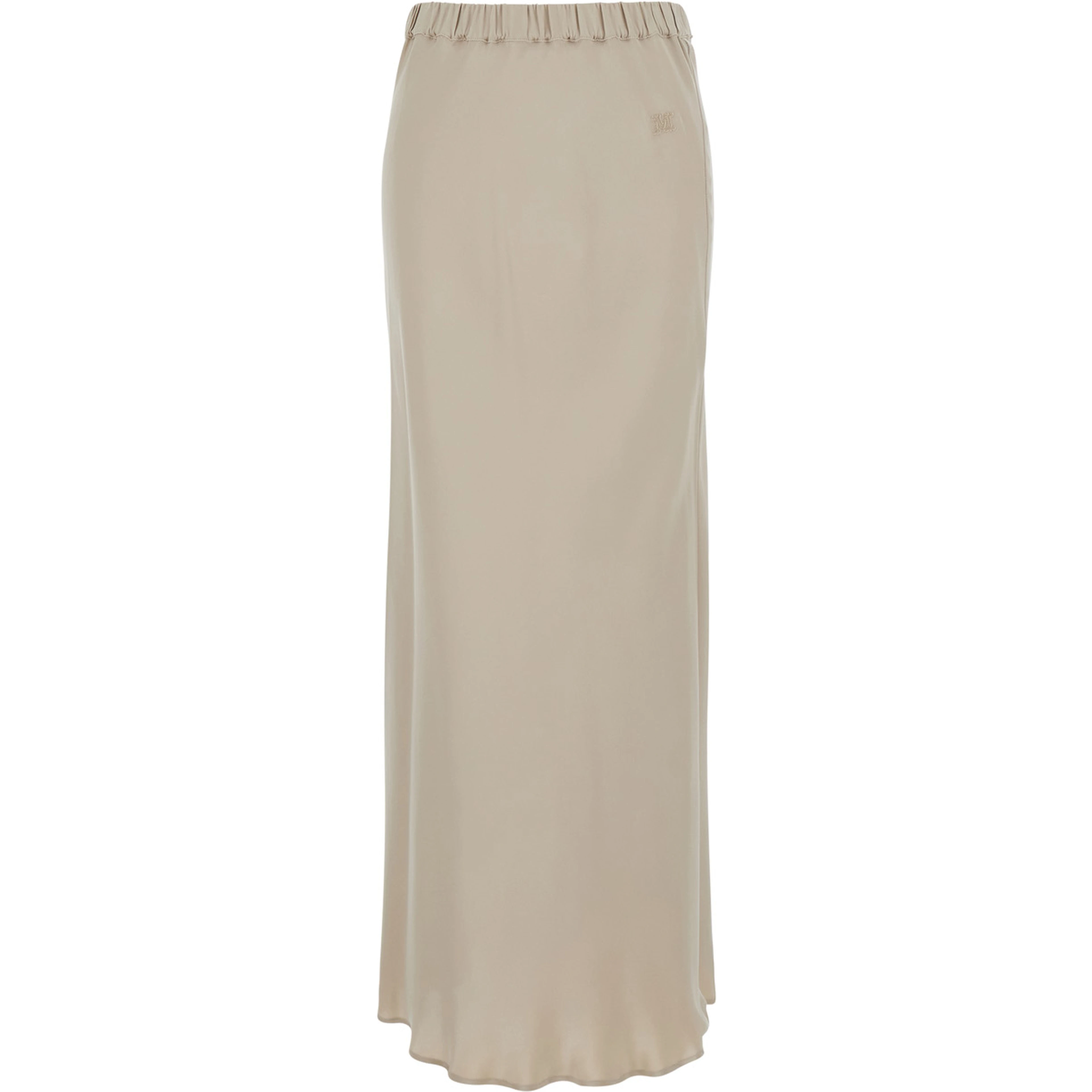 Sospiro Beige Skirt with Logo Embroidery on the Front and Elasticized Waist in Silk for Women