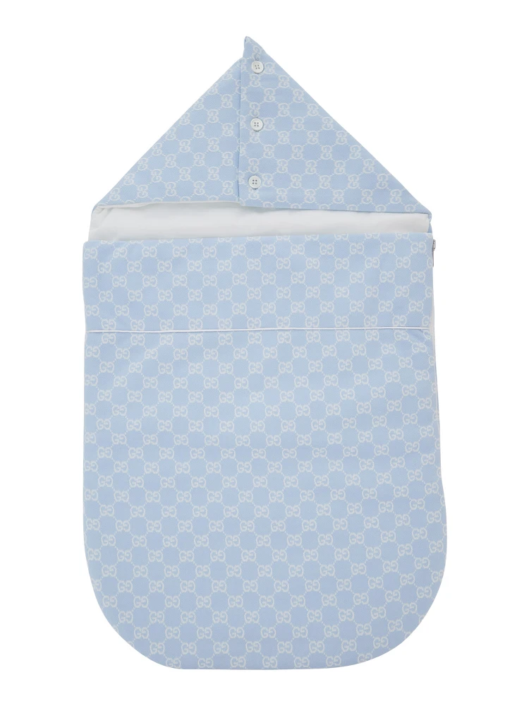 Light blue Angel nest with all-over GG motif in cotton for Boy