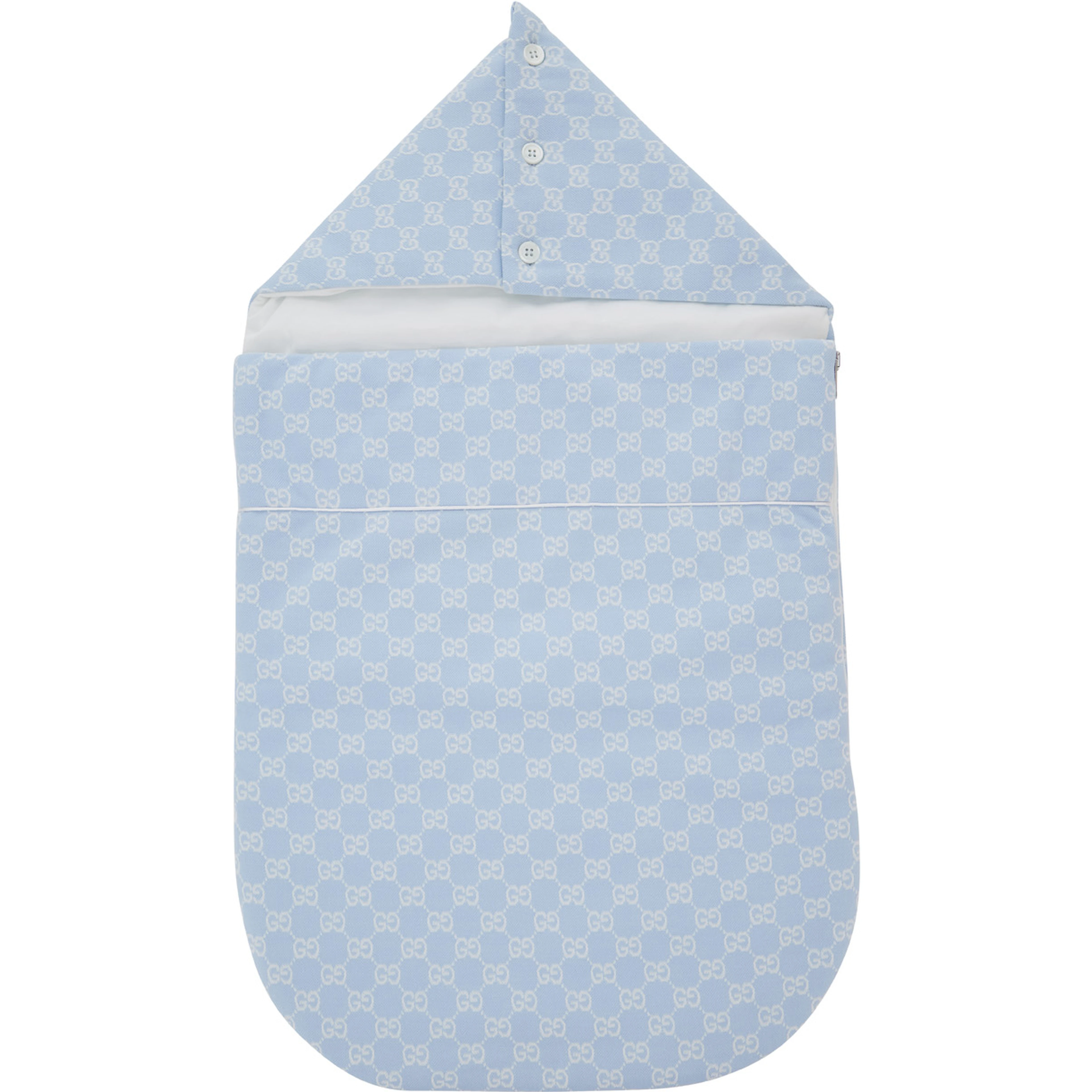 Light blue Angel nest with all-over GG motif in cotton for Boy