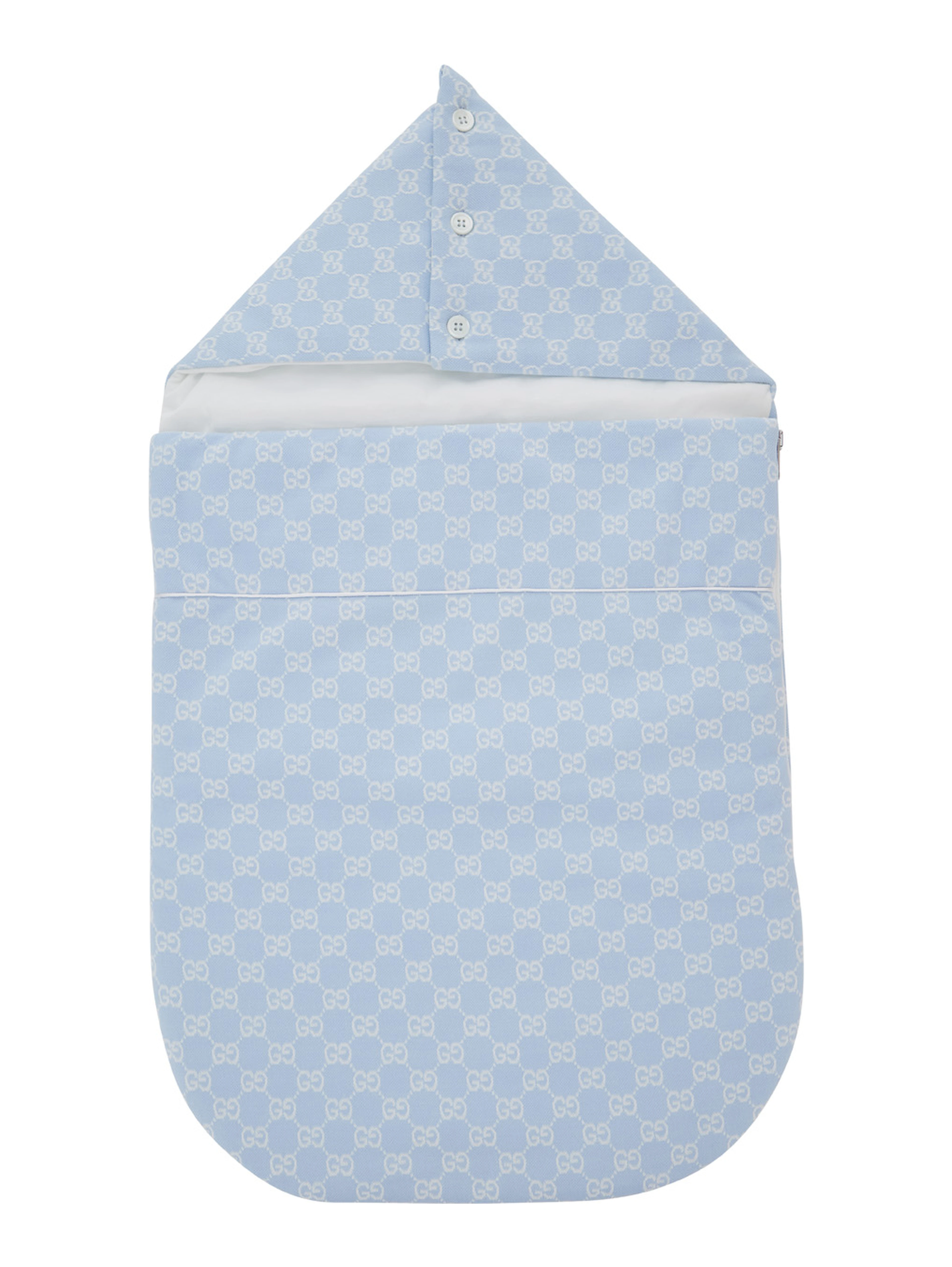 Light blue Angel nest with all-over GG motif in cotton for Boy