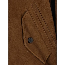 GOAT SKIN SWINGTOP PLEATED WASHED JUMPER with a pleated design and brown goat leather for men