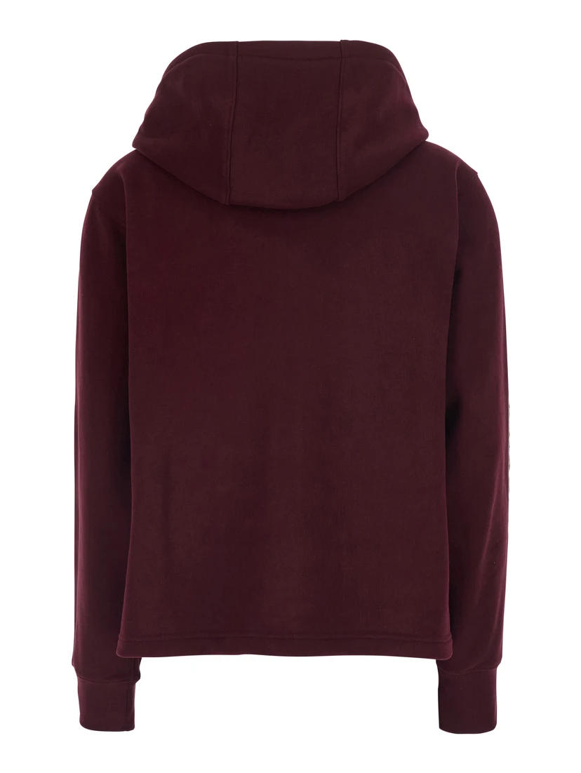Harper Bordeaux sweatshirt with EKD Embroidery on the Front and Check Motif on the Sleeves in Cotton for Women
