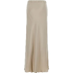 Sospiro Beige Skirt with Logo Embroidery on the Front and Elasticized Waist in Silk for Women