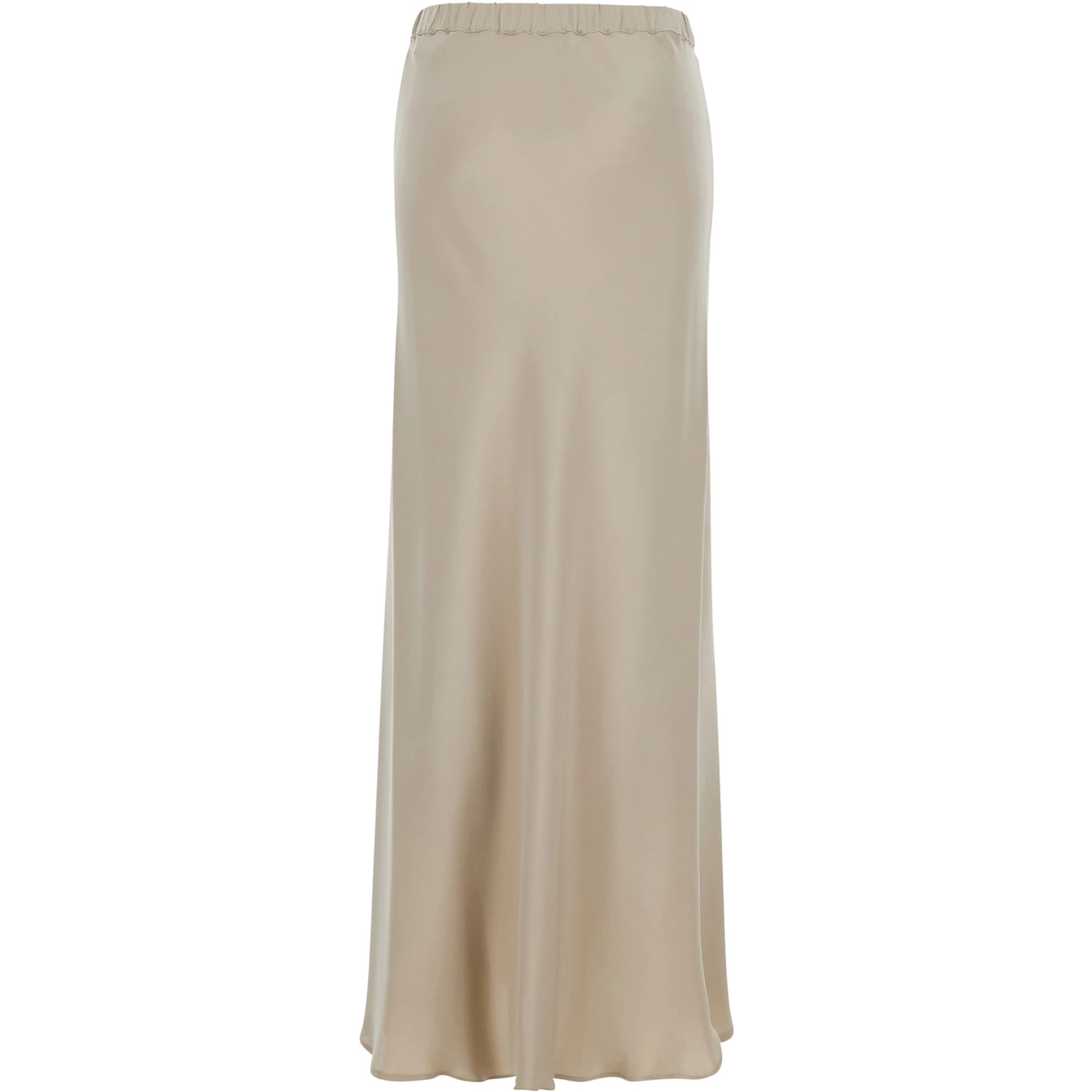 Sospiro Beige Skirt with Logo Embroidery on the Front and Elasticized Waist in Silk for Women