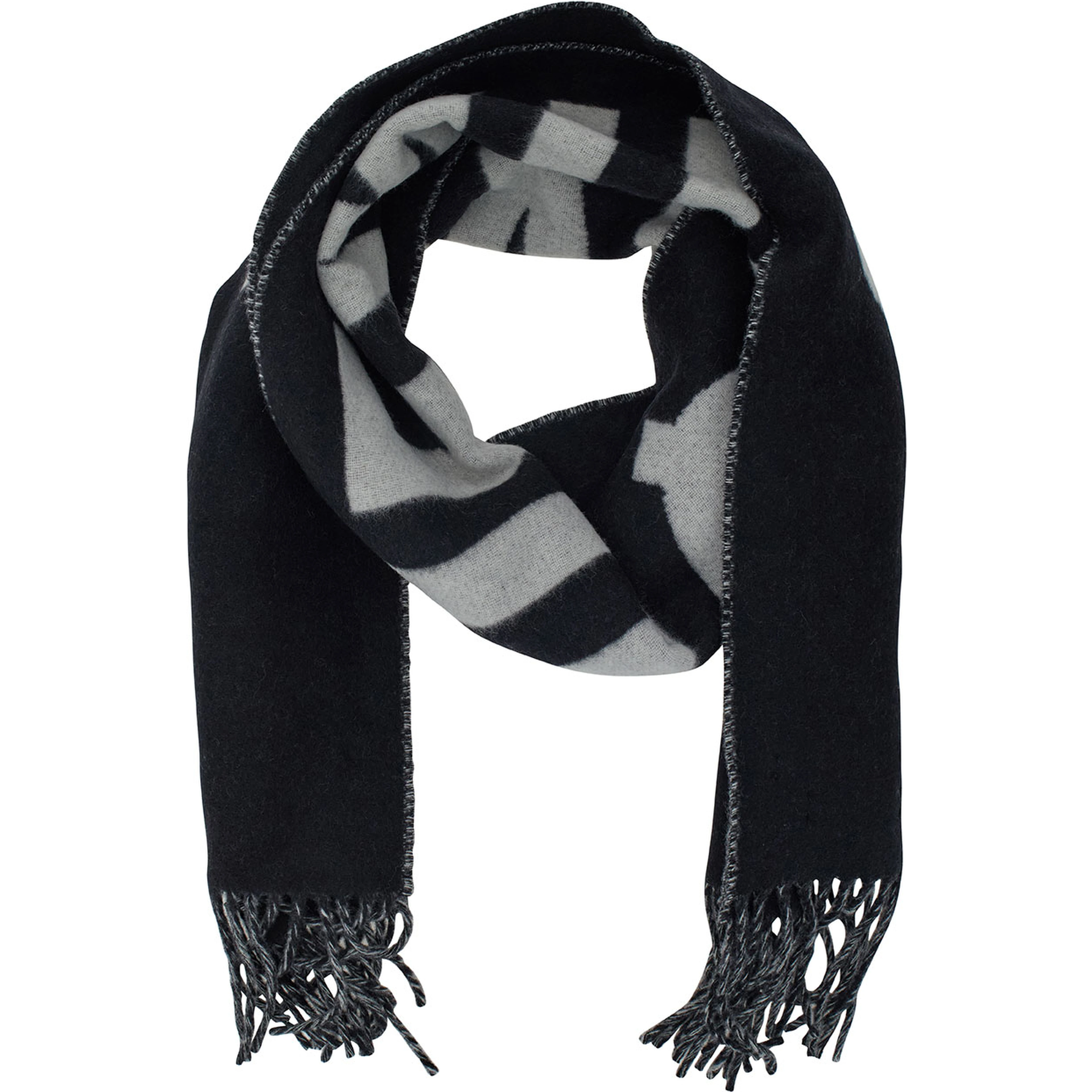 Scarf LEcharpe Jacquemus with Maxi Logo Lettering and Fringed Edge in Black Wool Men