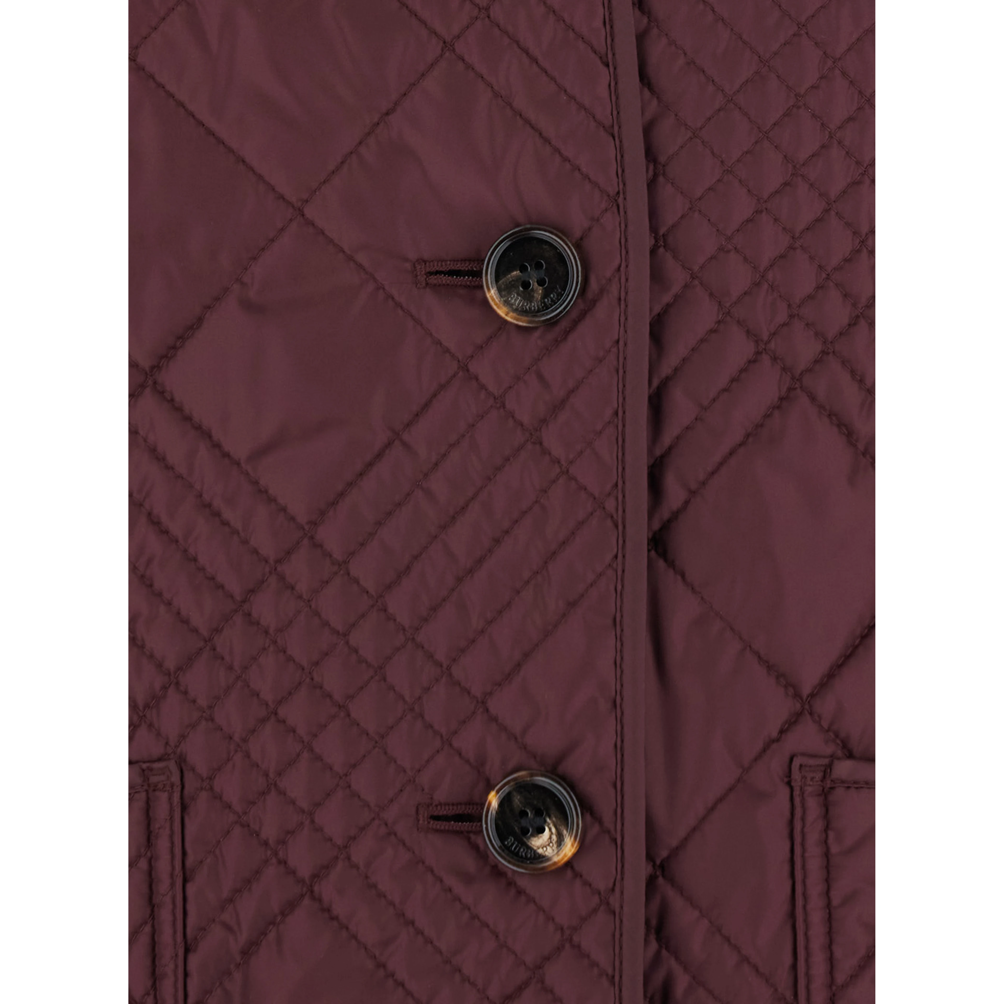 Fernleigh Bordeaux Jacket with removable leather collar and all-over Check stitching in quilted tech fabric for women