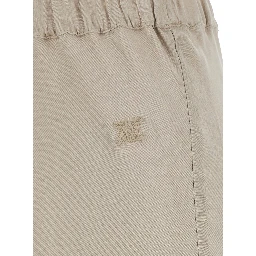 Sospiro Beige Skirt with Logo Embroidery on the Front and Elasticized Waist in Silk for Women