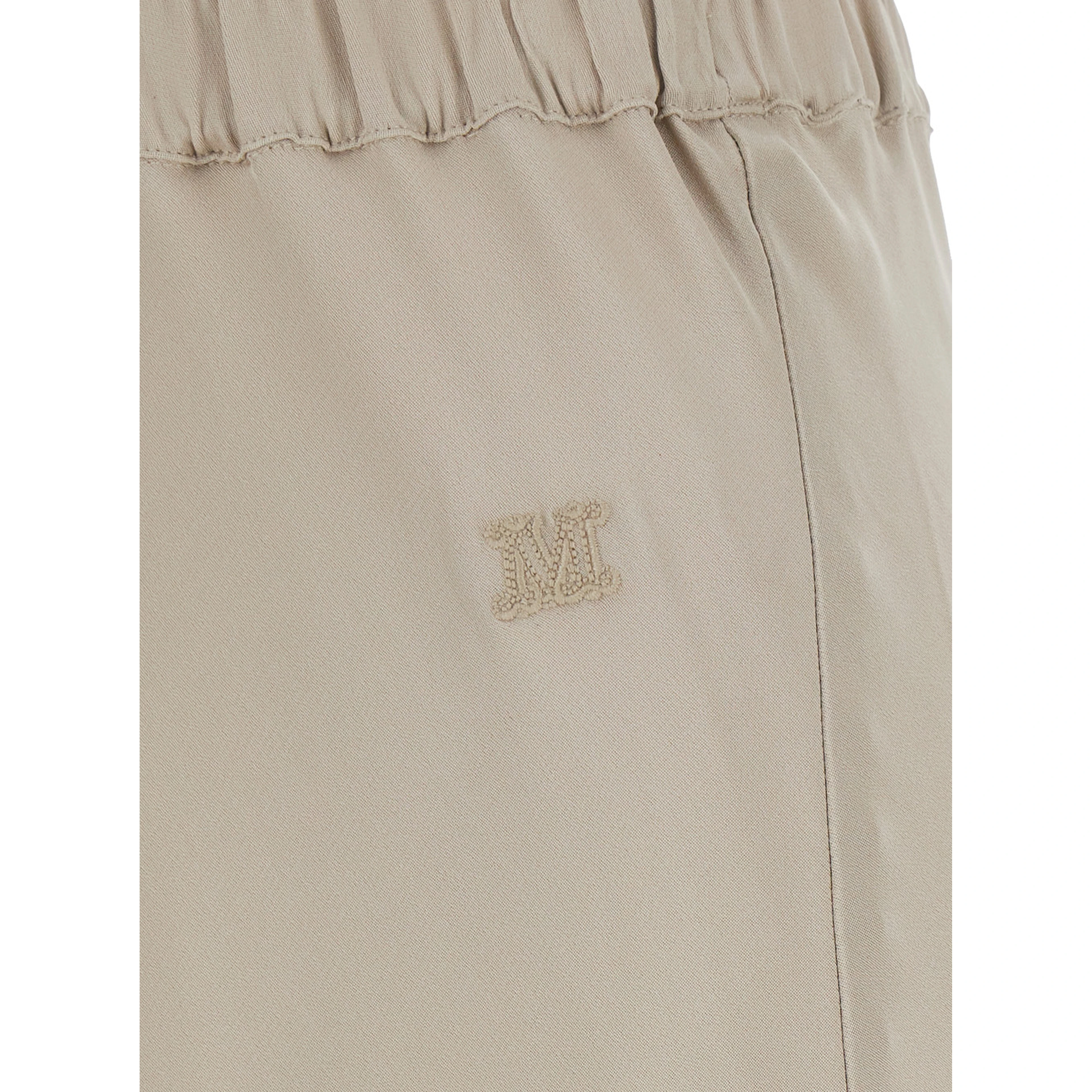 Sospiro Beige Skirt with Logo Embroidery on the Front and Elasticized Waist in Silk for Women