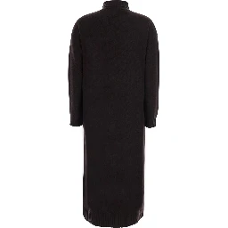 FRAGORE brown Dress with high neck and elasticated cuffs in wool and cashmere for women