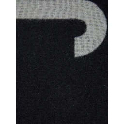 Scarf LEcharpe Jacquemus with Maxi Logo Lettering and Fringed Edge in Black Wool Men