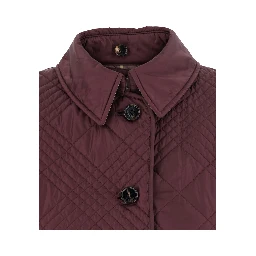 Fernleigh Bordeaux Jacket with removable leather collar and all-over Check stitching in quilted tech fabric for women