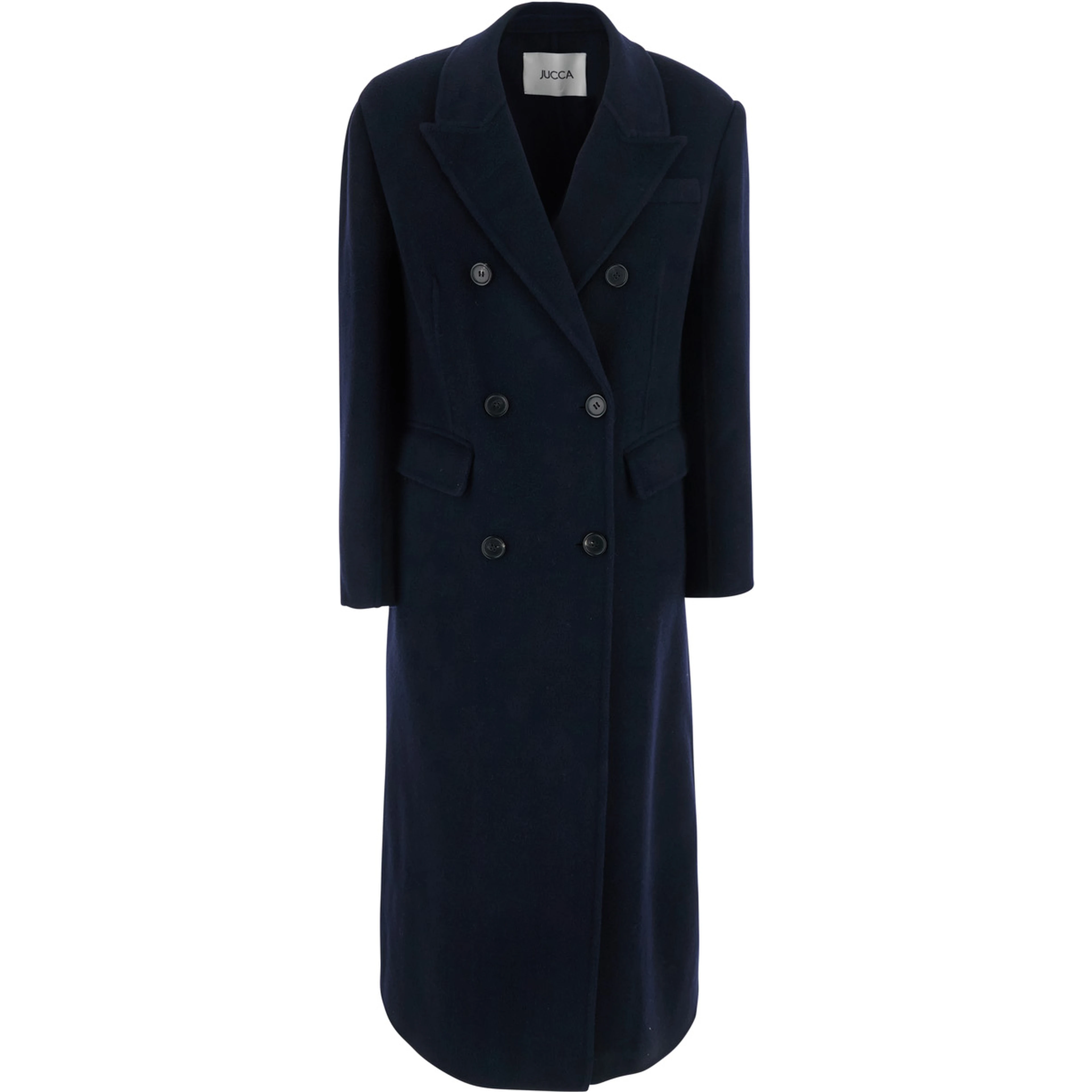 blue Double-breasted coat with Notched revers in wool and cashmere women