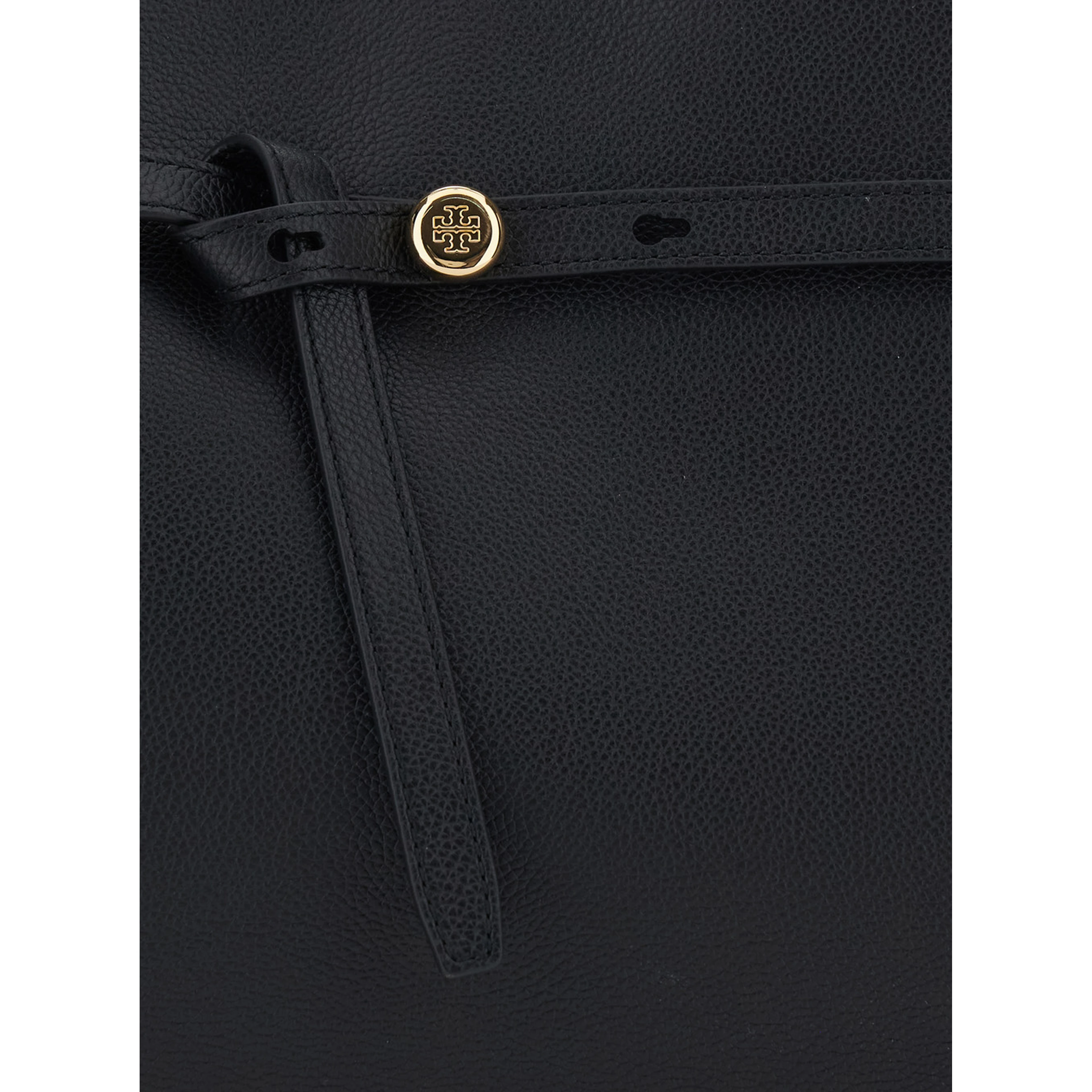 Romy Black Handbag with adjustable and removable shoulder strap and logo plaque on the front in leather for women