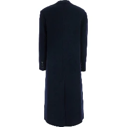 blue Double-breasted coat with Notched revers in wool and cashmere women
