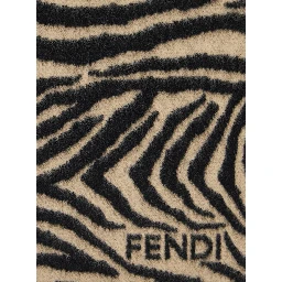 Black Scarf with tiger stirpe motif and fringed edge in wool for women