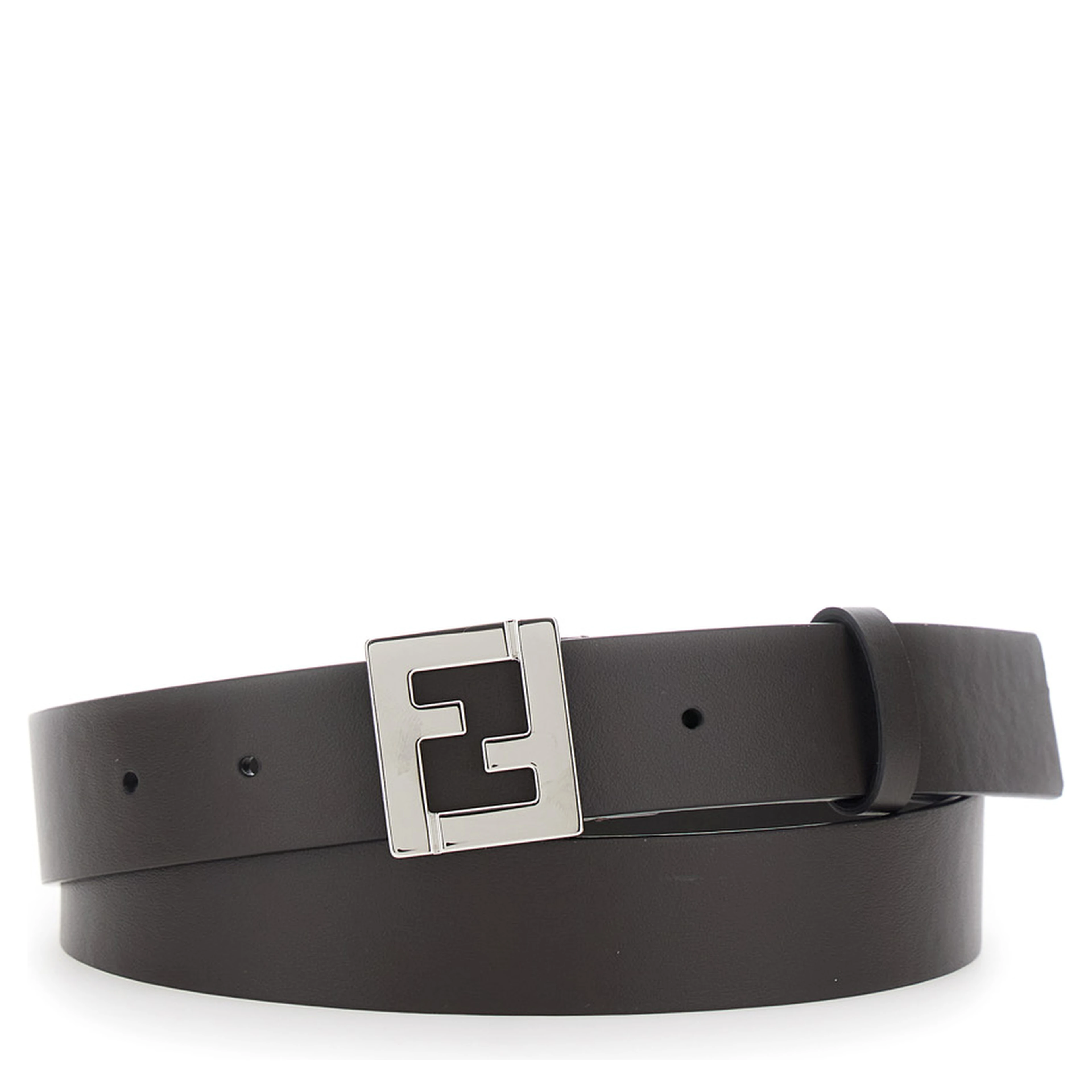 Brown Belt with FF plate in Leather for Men